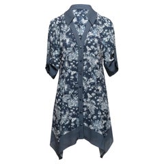 Marineblaues & weißes Alice + Olivia Kleid mit Blumendruck Größe US S