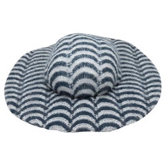 Navy & White Andre Walker Mohair Wide Brim Hat Size US XS