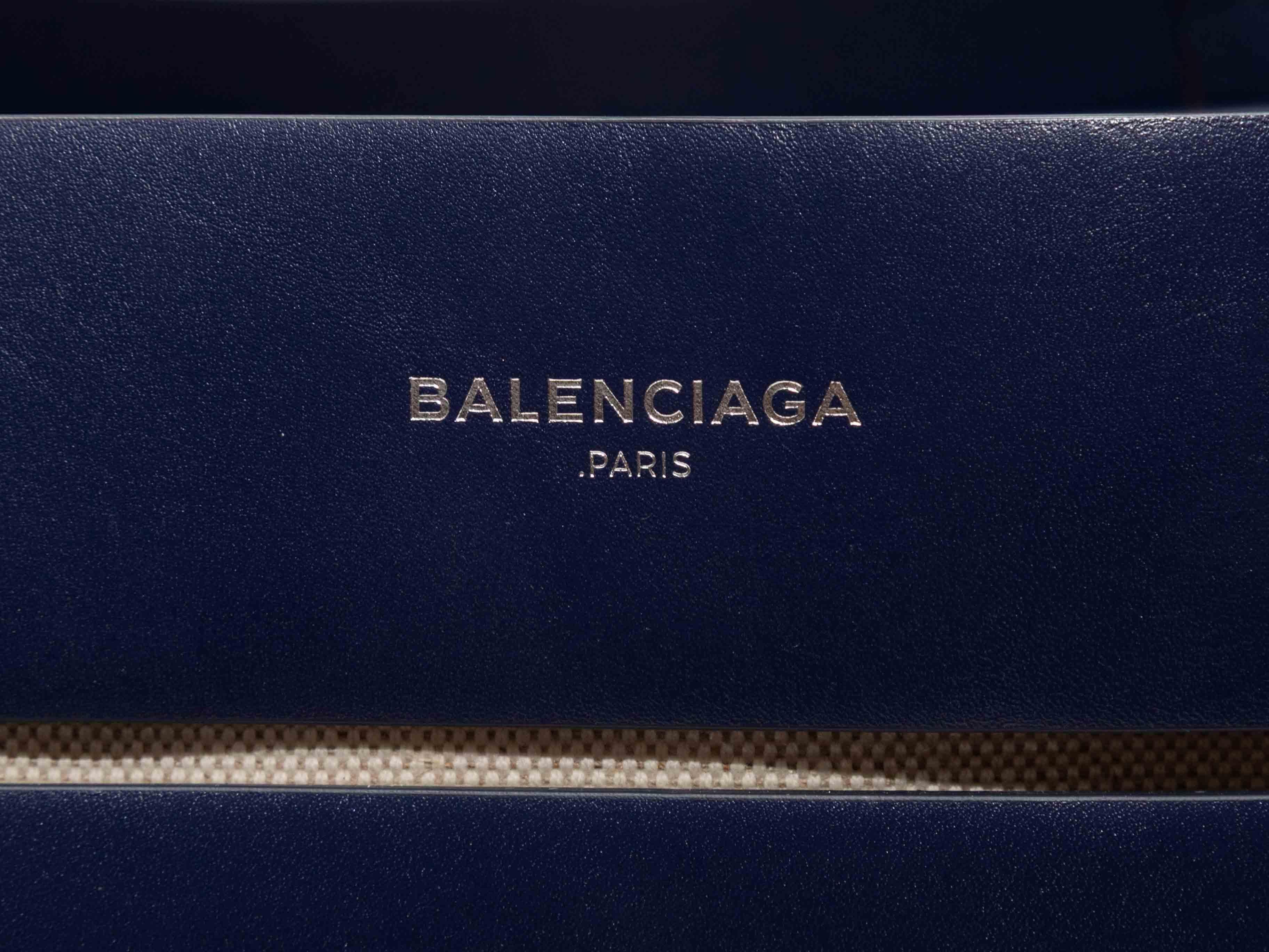 Fourre-tout Cabas découpé bleu marine et blanc Balenciaga en vente 2