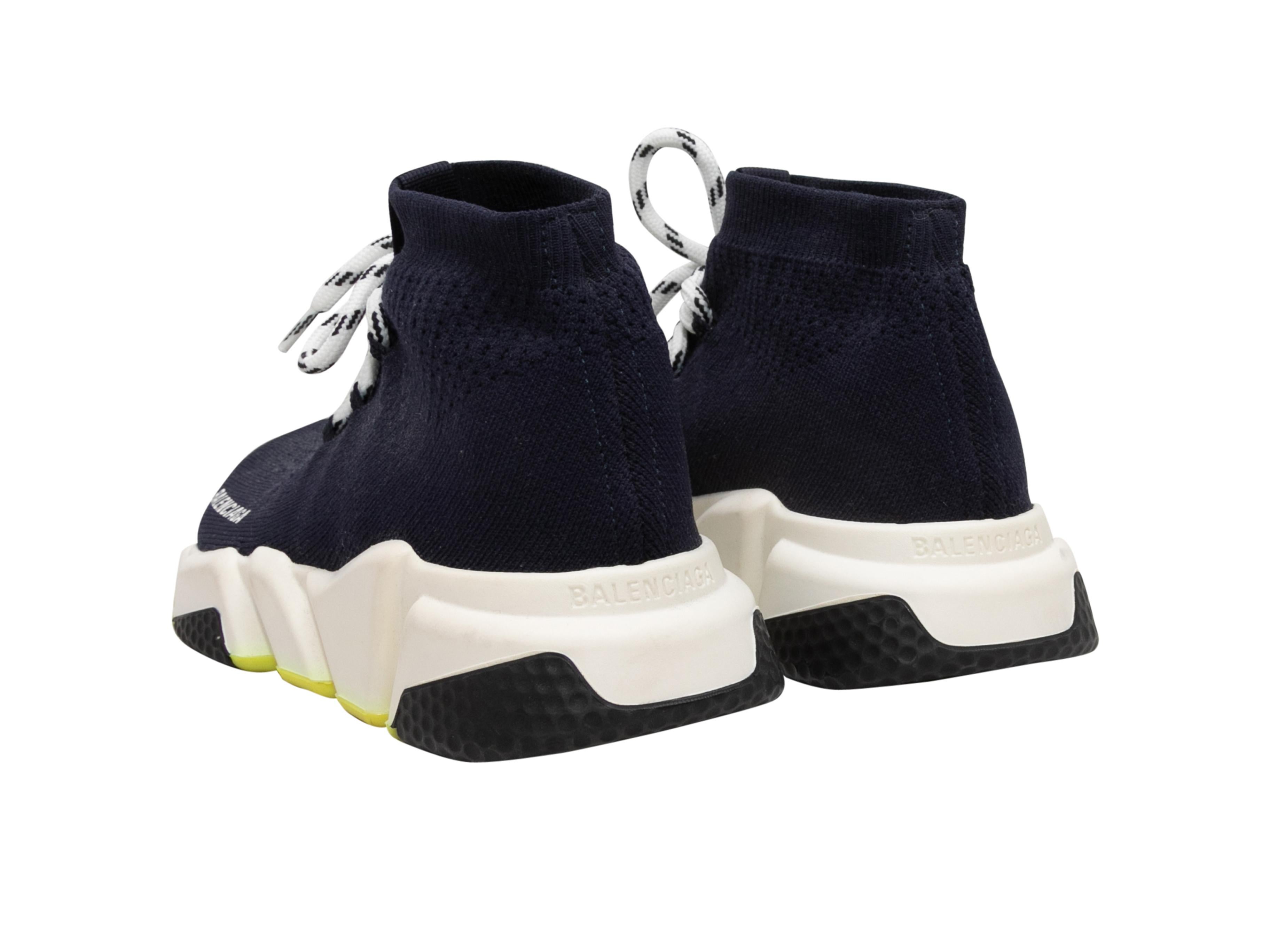 Noir Balenciaga - Baskets chaussettes hautes bleu marine et blanche, taille 37