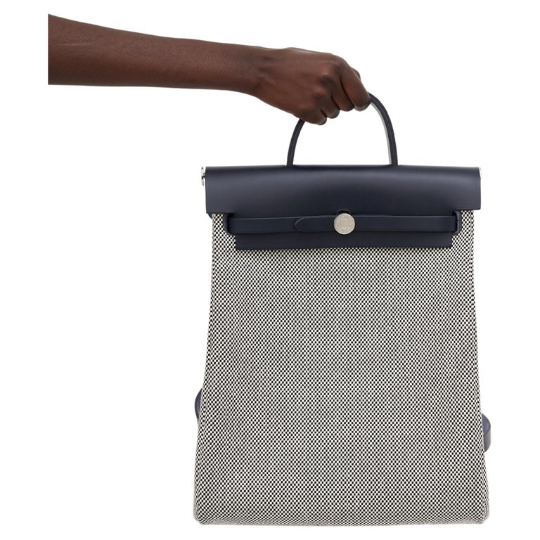 Navy and White Canvas Herbag PM Backpack For Sale at 1stDibs