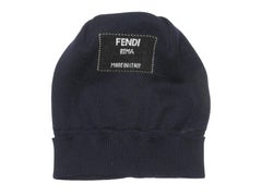 Navy & White Fendi Cashmere Logo Beanie