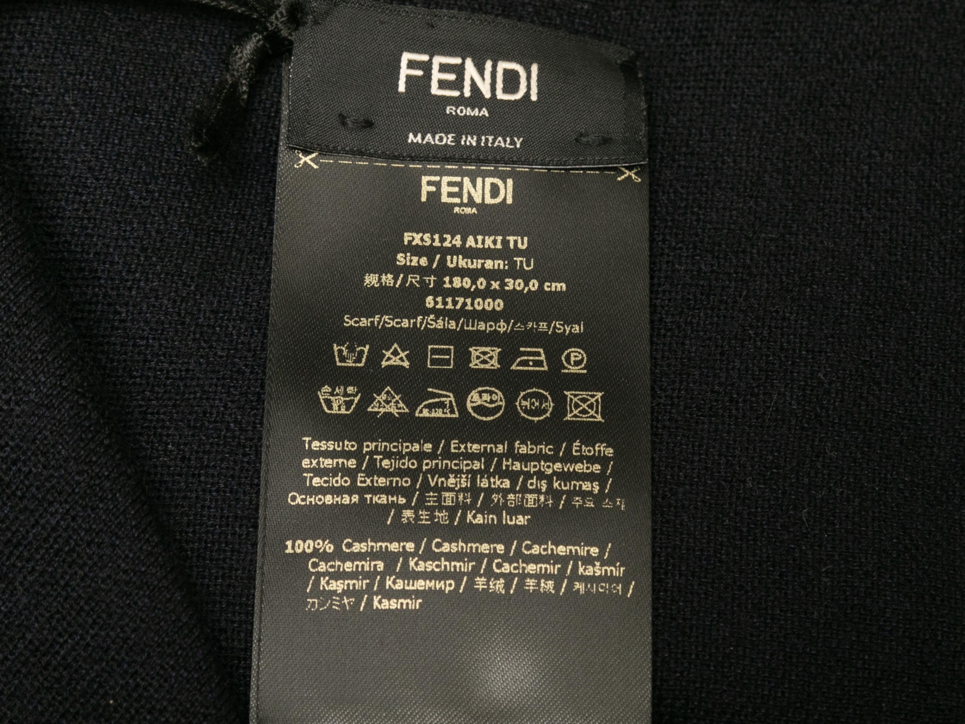Black Navy & White Fendi Logo Cashmere Knit Scarf For Sale