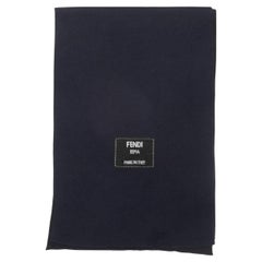 Navy & White Fendi Logo Cashmere Knit Scarf