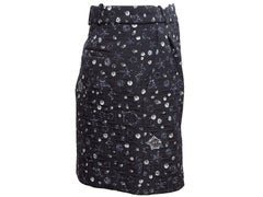 Navy & White Fendi Starry Sky Zucca Quilted & Printed Silk Mini Skirt Size US S