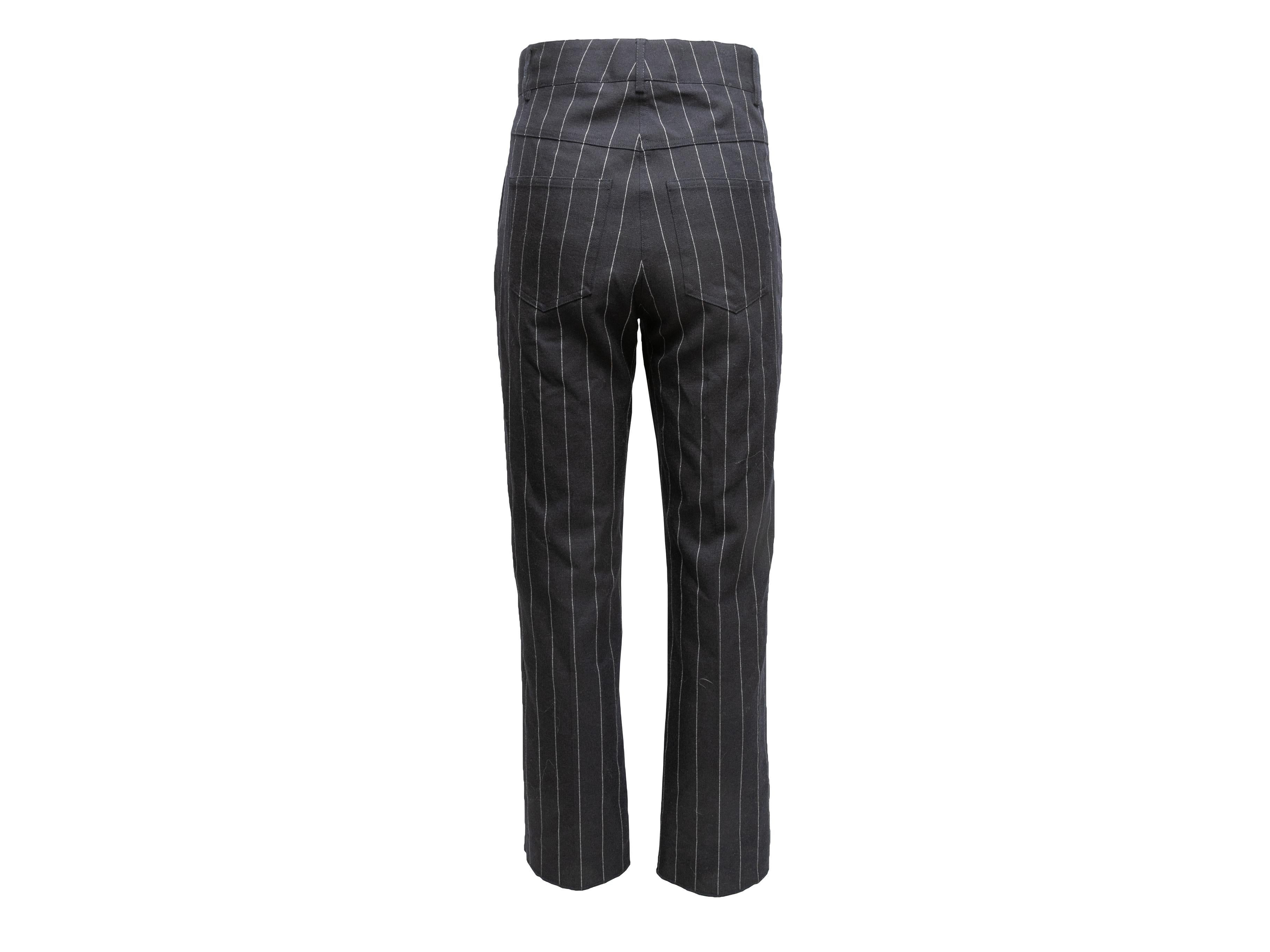 Navy & White Loewe Wool Pinstriped Pants Size EU 34 In Good Condition In New York, NY