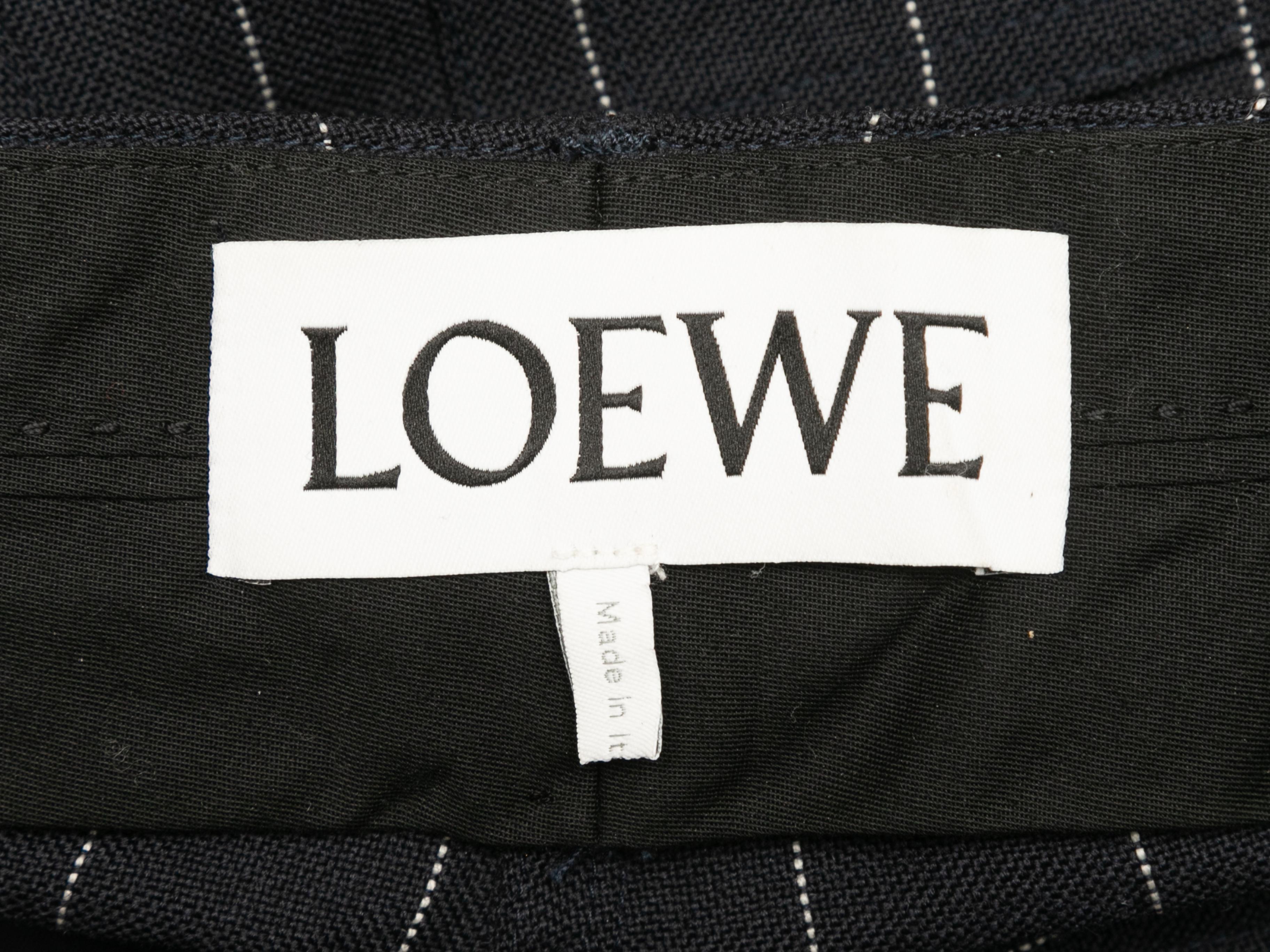 Women's Navy & White Loewe Wool Pinstriped Pants Size EU 34 For Sale