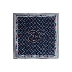 Navy Wild Stitch CC silk twill scarf