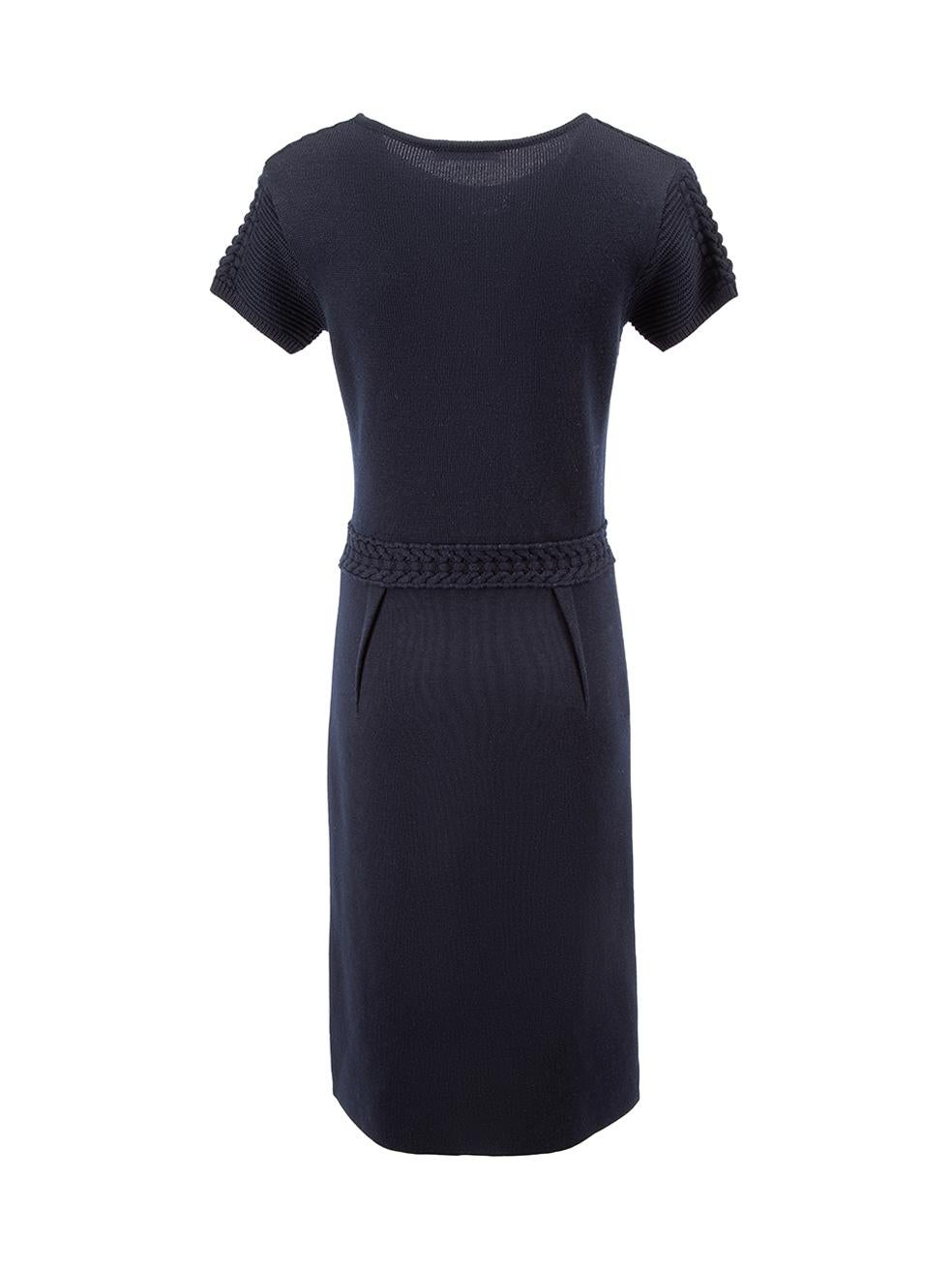 Black Navy Wool Cable Knit Dress Size M