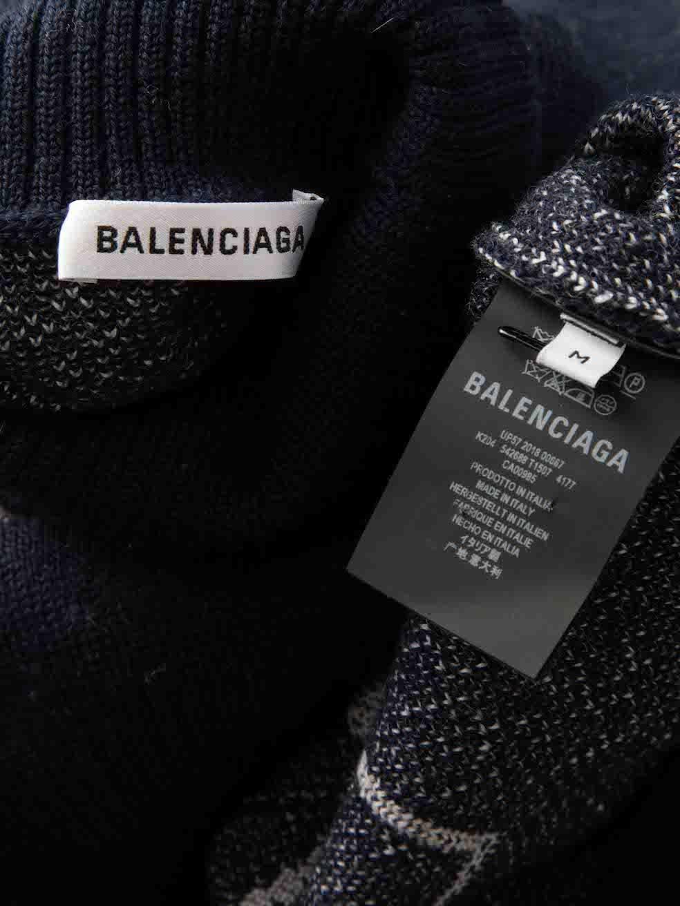 Women's Balenciaga Navy Wool Saving Lives Changing Lives Knitted Jumper Size M For Sale