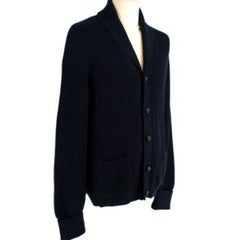 Navy Wool Shawl Collar Cardigan