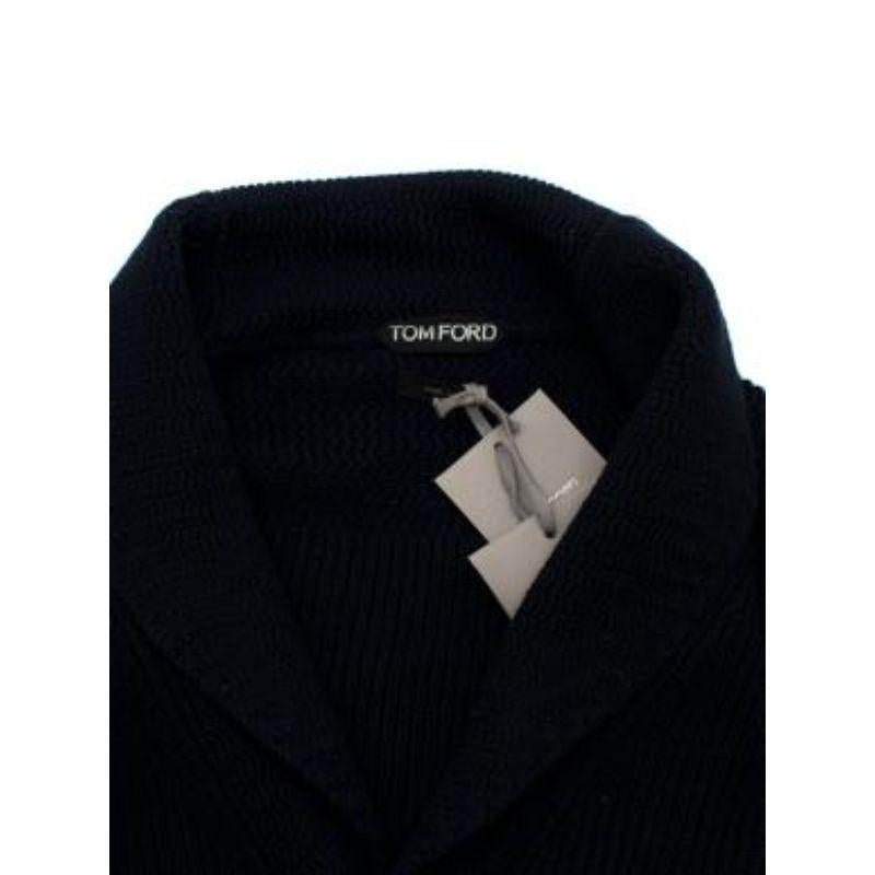 Navy Wool Shawl Collar Cardigan 1