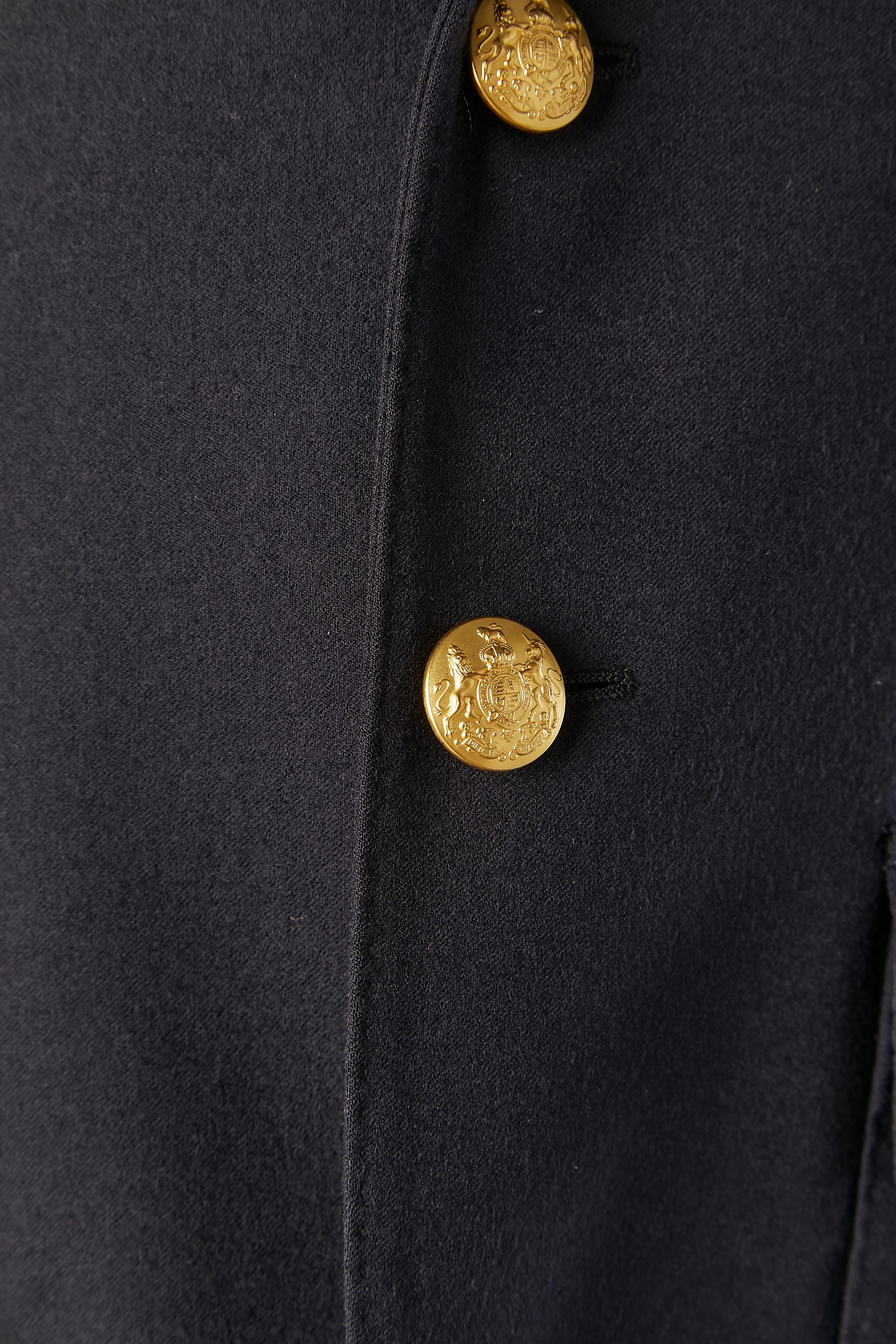 Black Navy wool single breasted blazer with gold embroideries on pocket Ralph Lauren For Sale