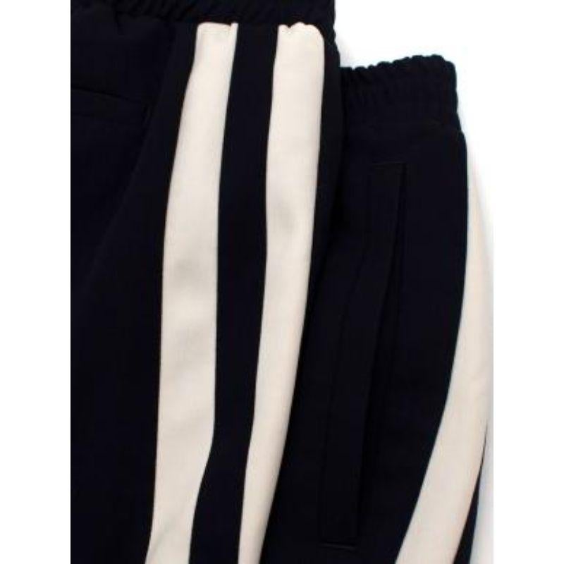 Navy wool twill side stripe joggers In Good Condition For Sale In London, GB