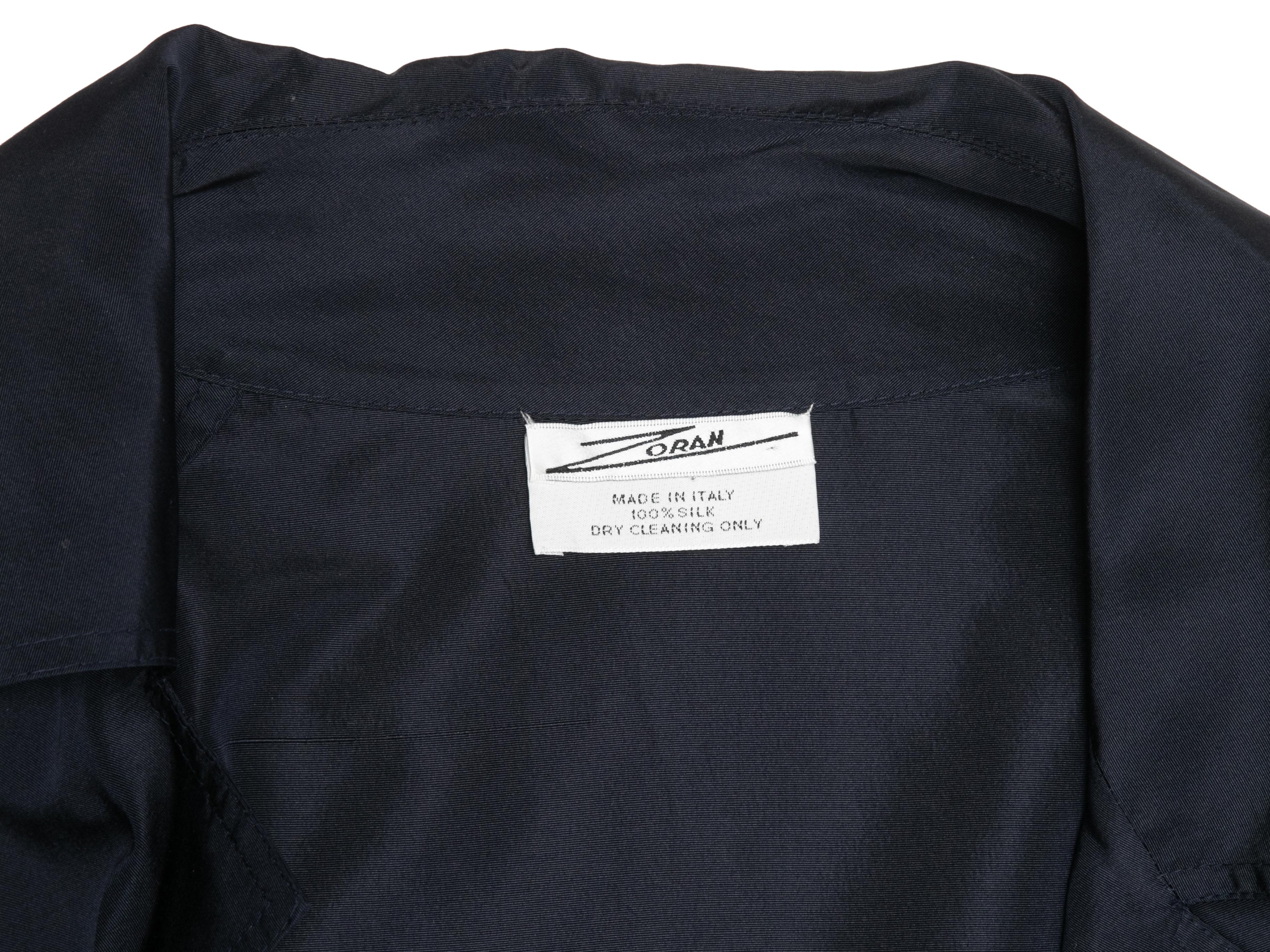 Women's Navy Zoran Silk Taffeta Jacket Size US M For Sale