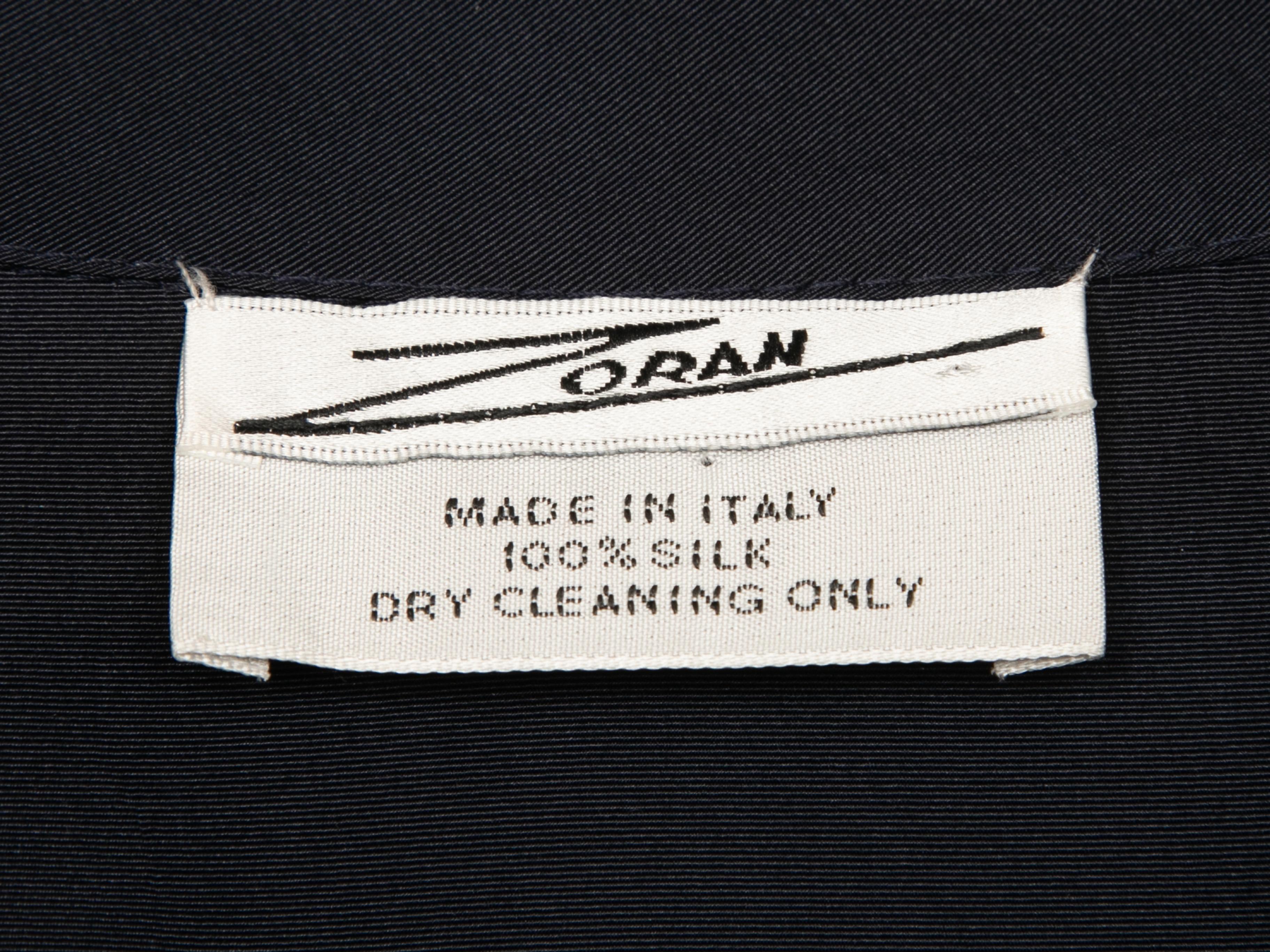 Navy Zoran Silk Taffeta Jacket Size US M For Sale 1