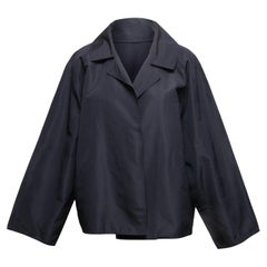 Navy Zoran Silk Taffeta Jacket Size US M