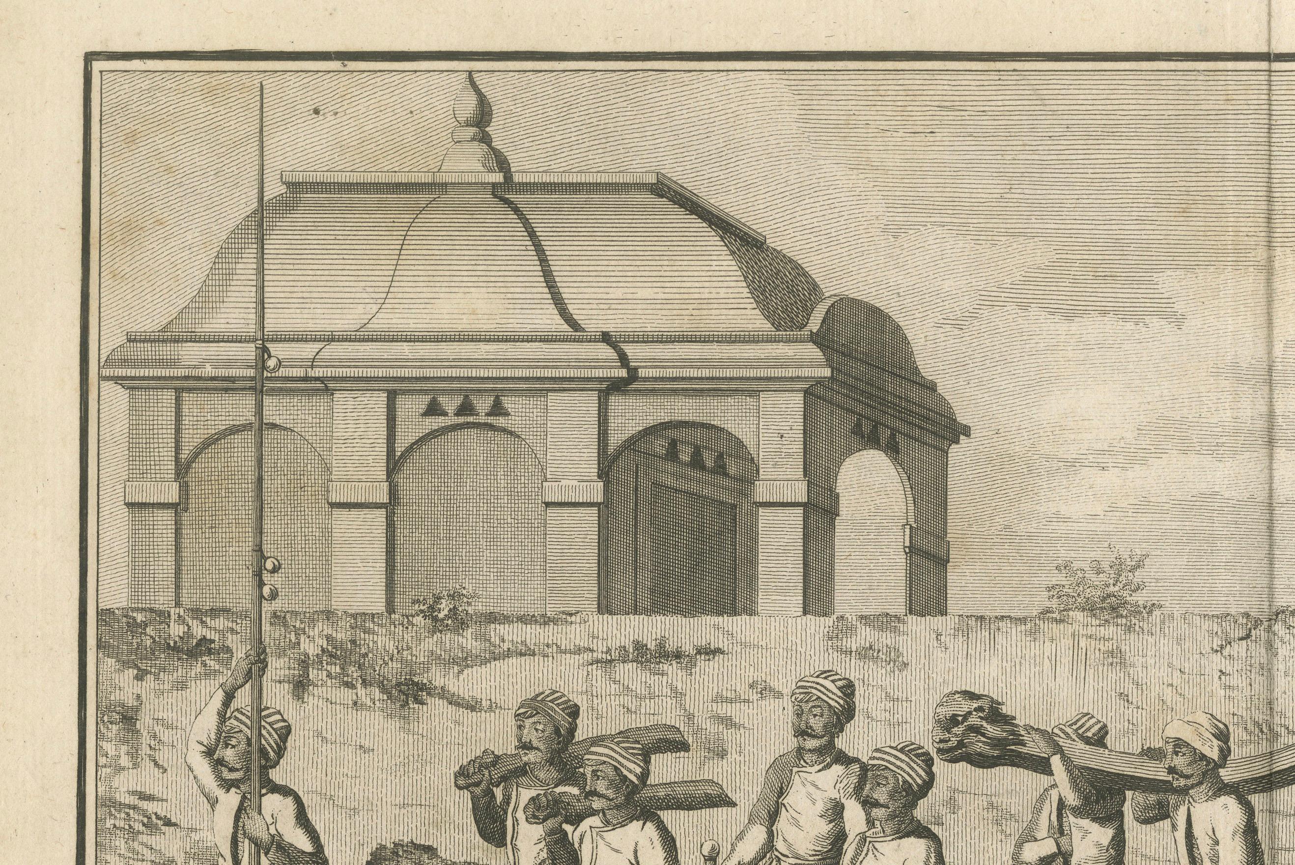 Nawab in Sänftenprozession - Indischer Kupferstich von Sonnerat, Paris 1806 (Graviert) im Angebot