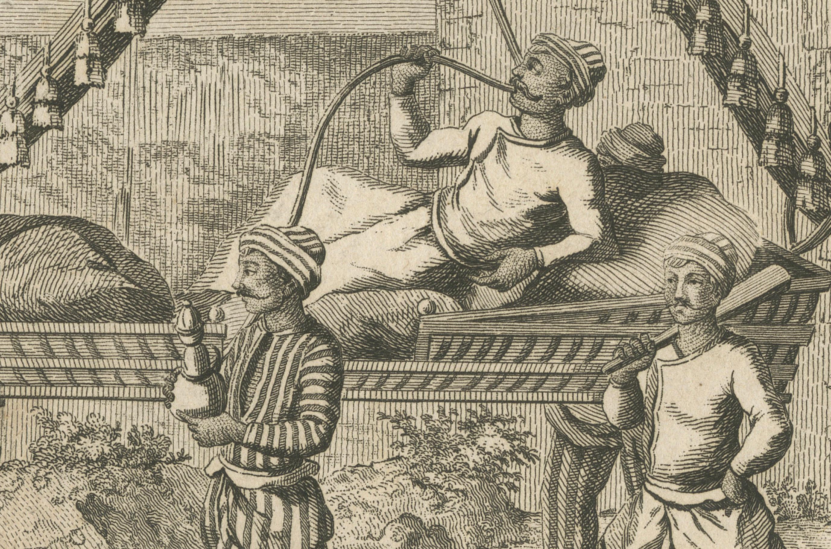 Nawab in Sänftenprozession - Indischer Kupferstich von Sonnerat, Paris 1806 im Zustand „Gut“ im Angebot in Langweer, NL