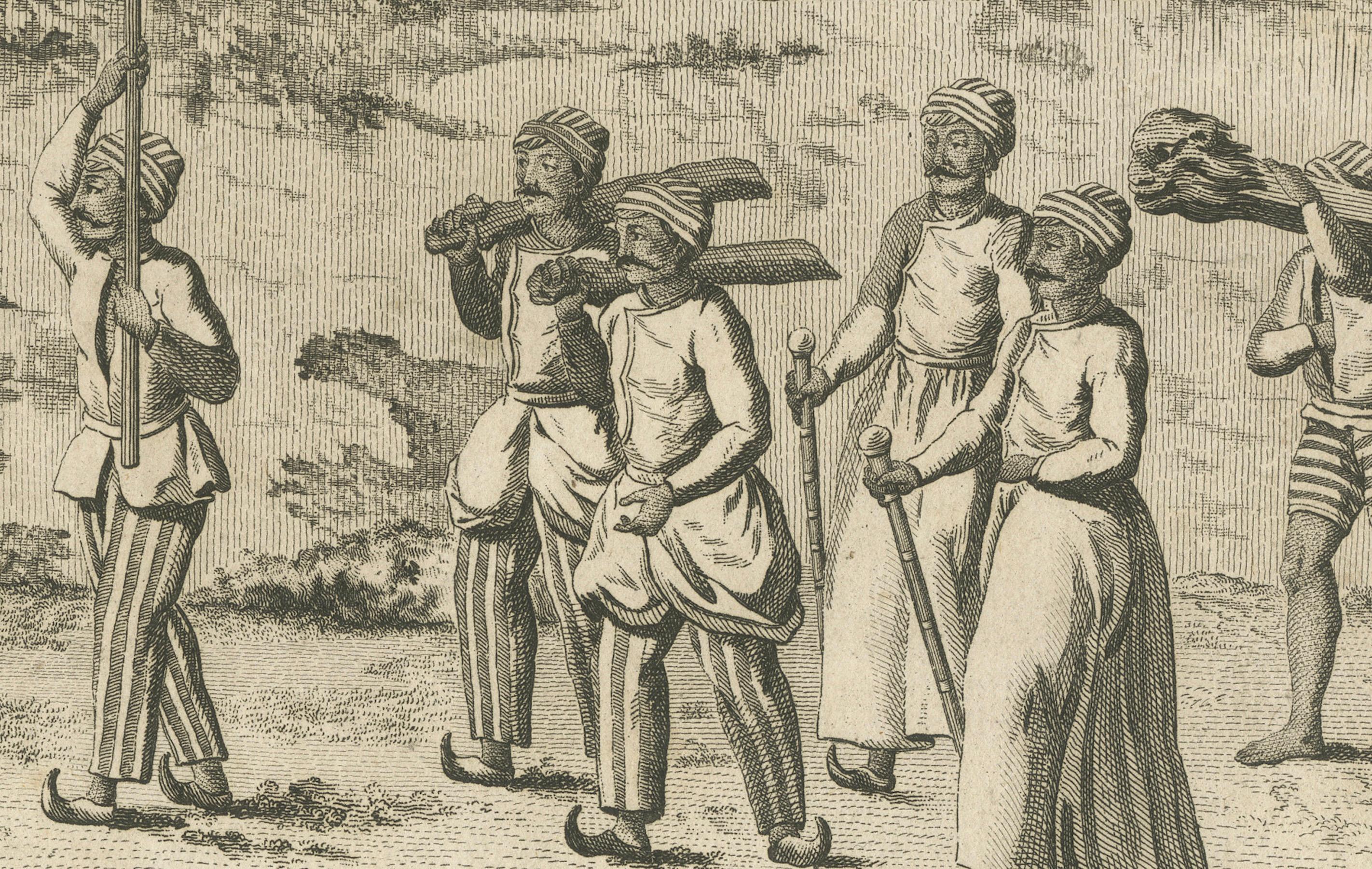 Nawab in Sänftenprozession - Indischer Kupferstich von Sonnerat, Paris 1806 (Papier) im Angebot