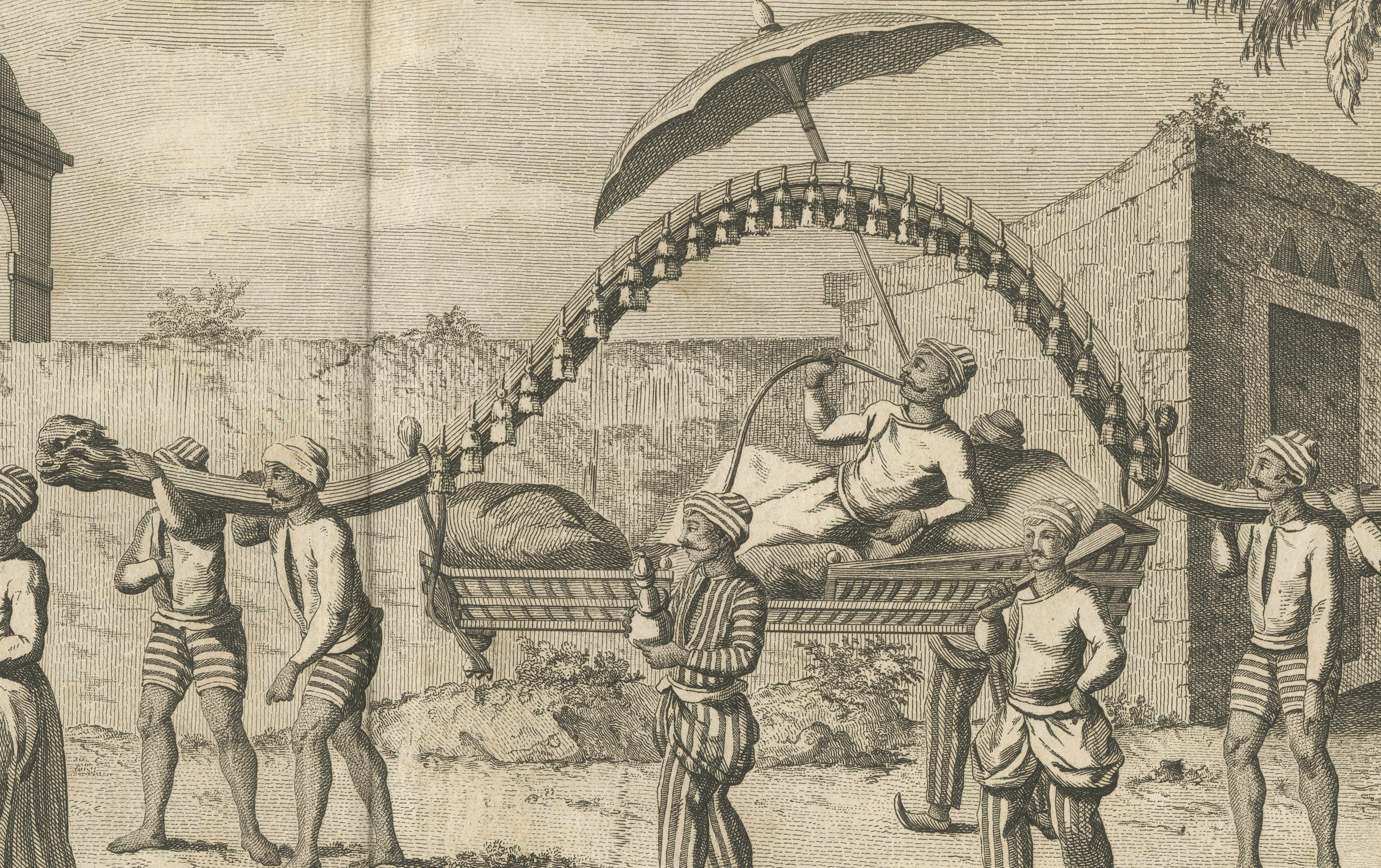 Nawab in Sänftenprozession - Indischer Kupferstich von Sonnerat, Paris 1806 im Angebot 1