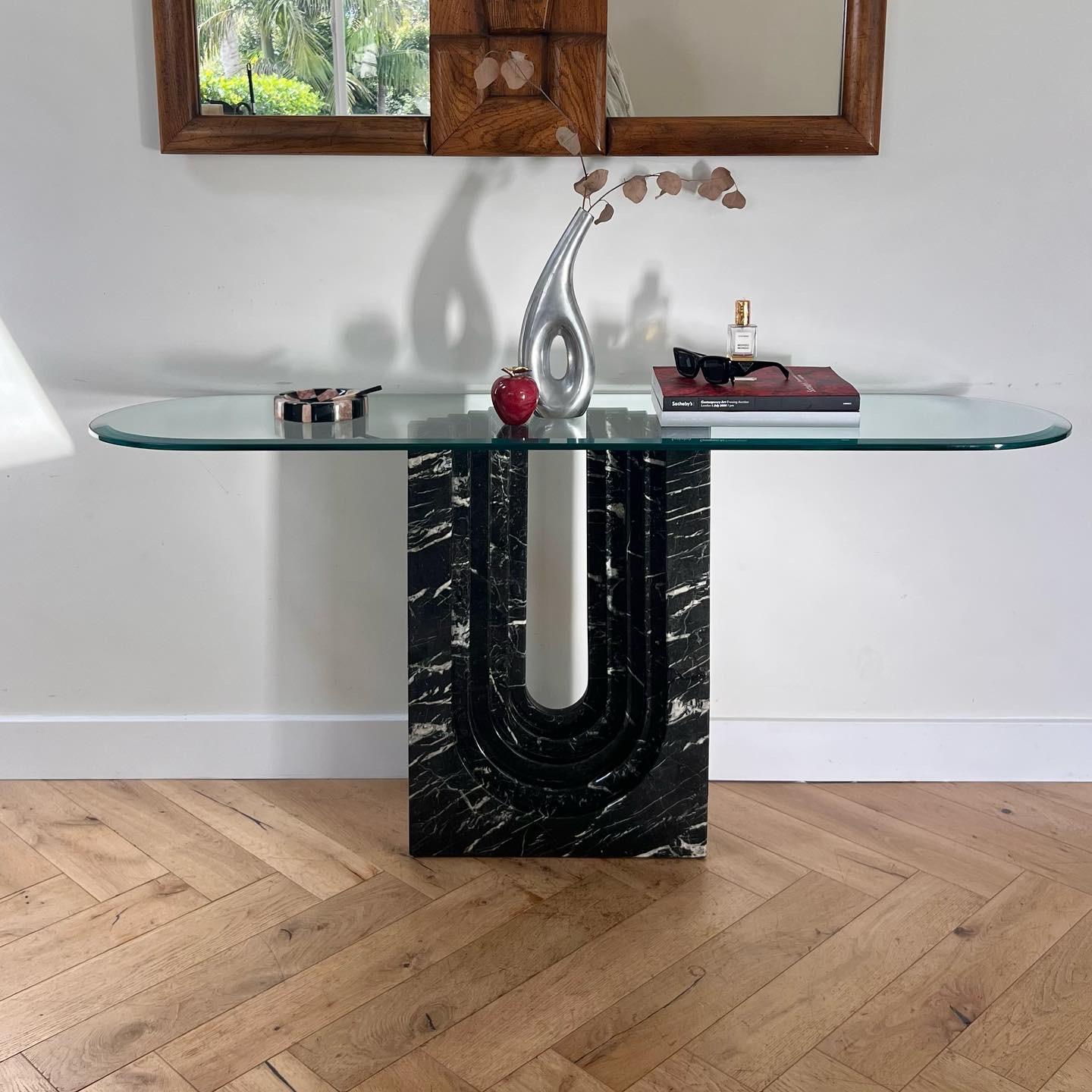 “Naxos” marble and glass console table by Cattelan Italia, 1988 4
