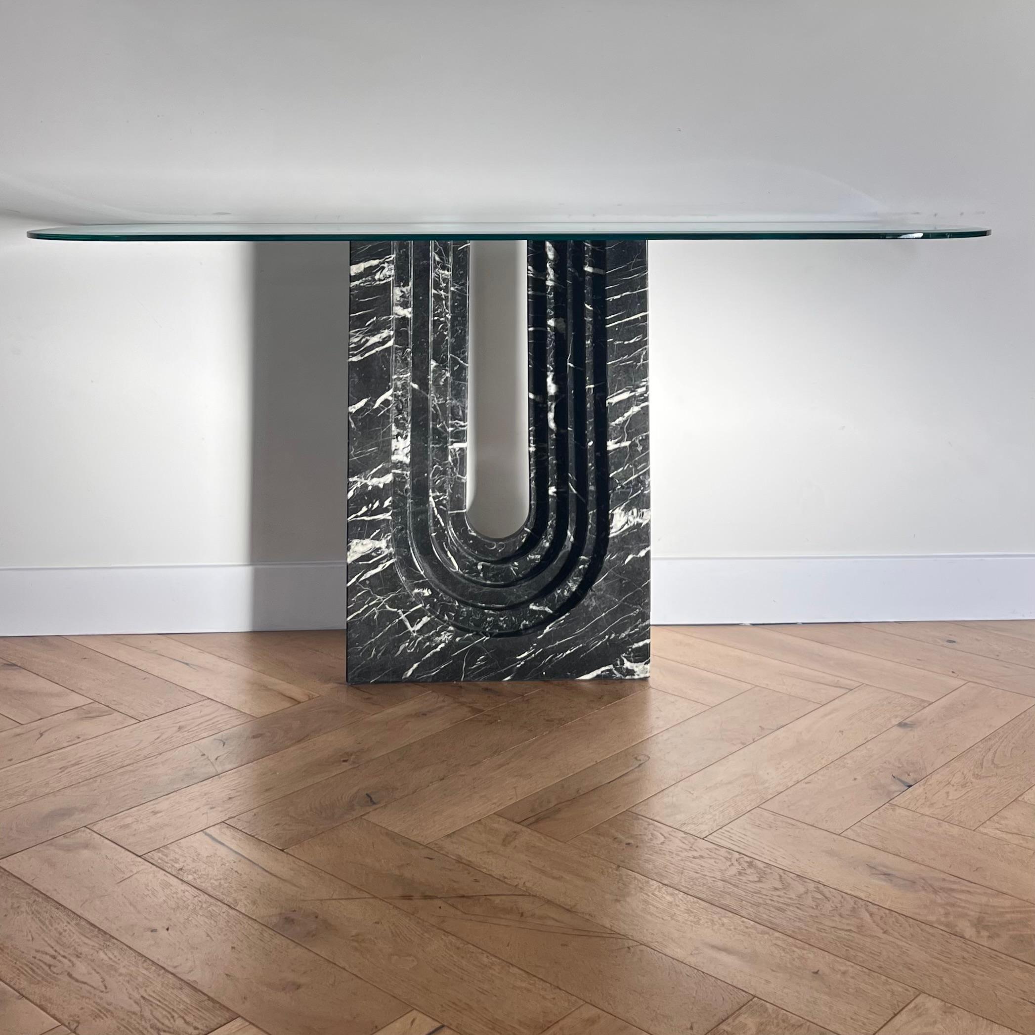 “Naxos” marble and glass console table by Cattelan Italia, 1988 7