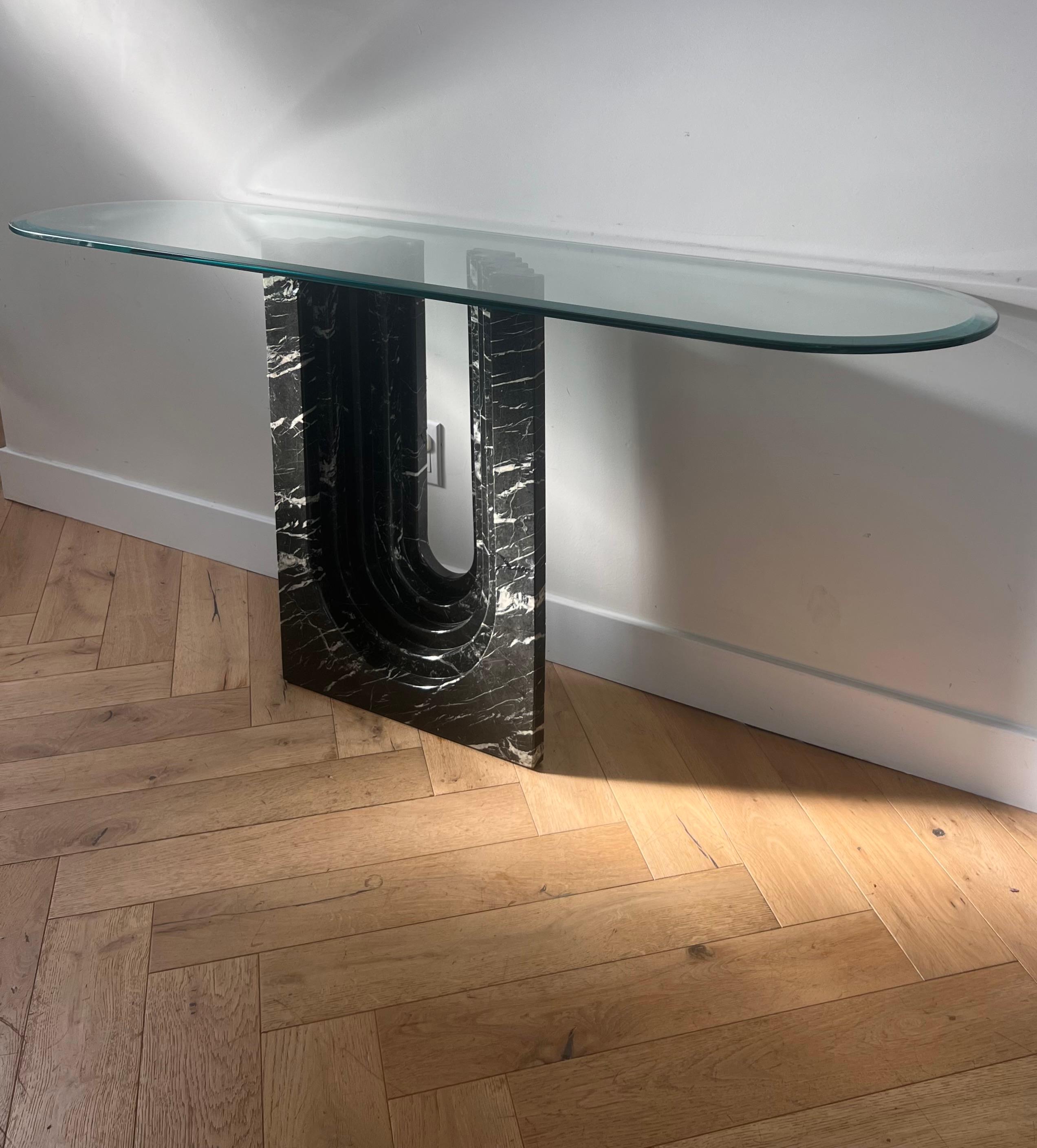 “Naxos” marble and glass console table by Cattelan Italia, 1988 8