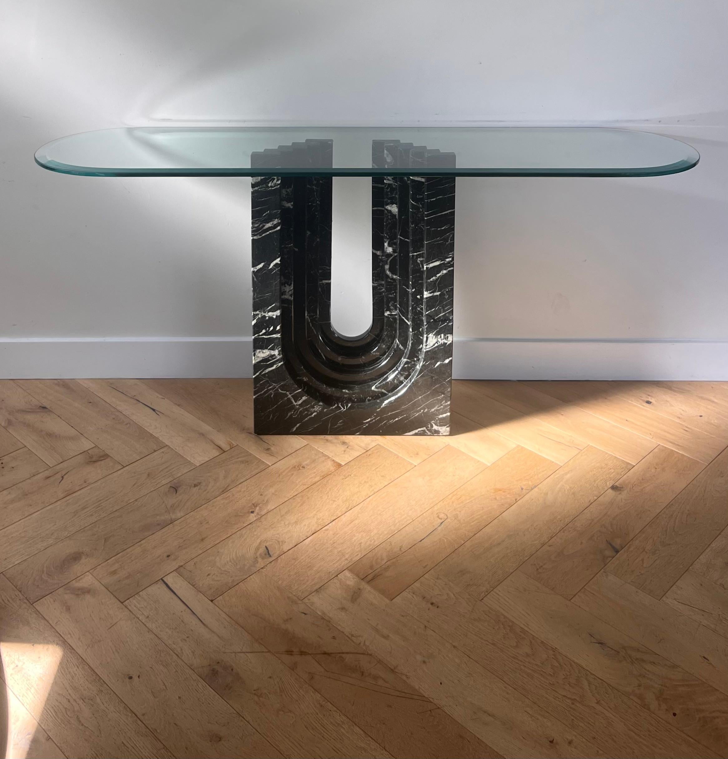 “Naxos” marble and glass console table by Cattelan Italia, 1988 11