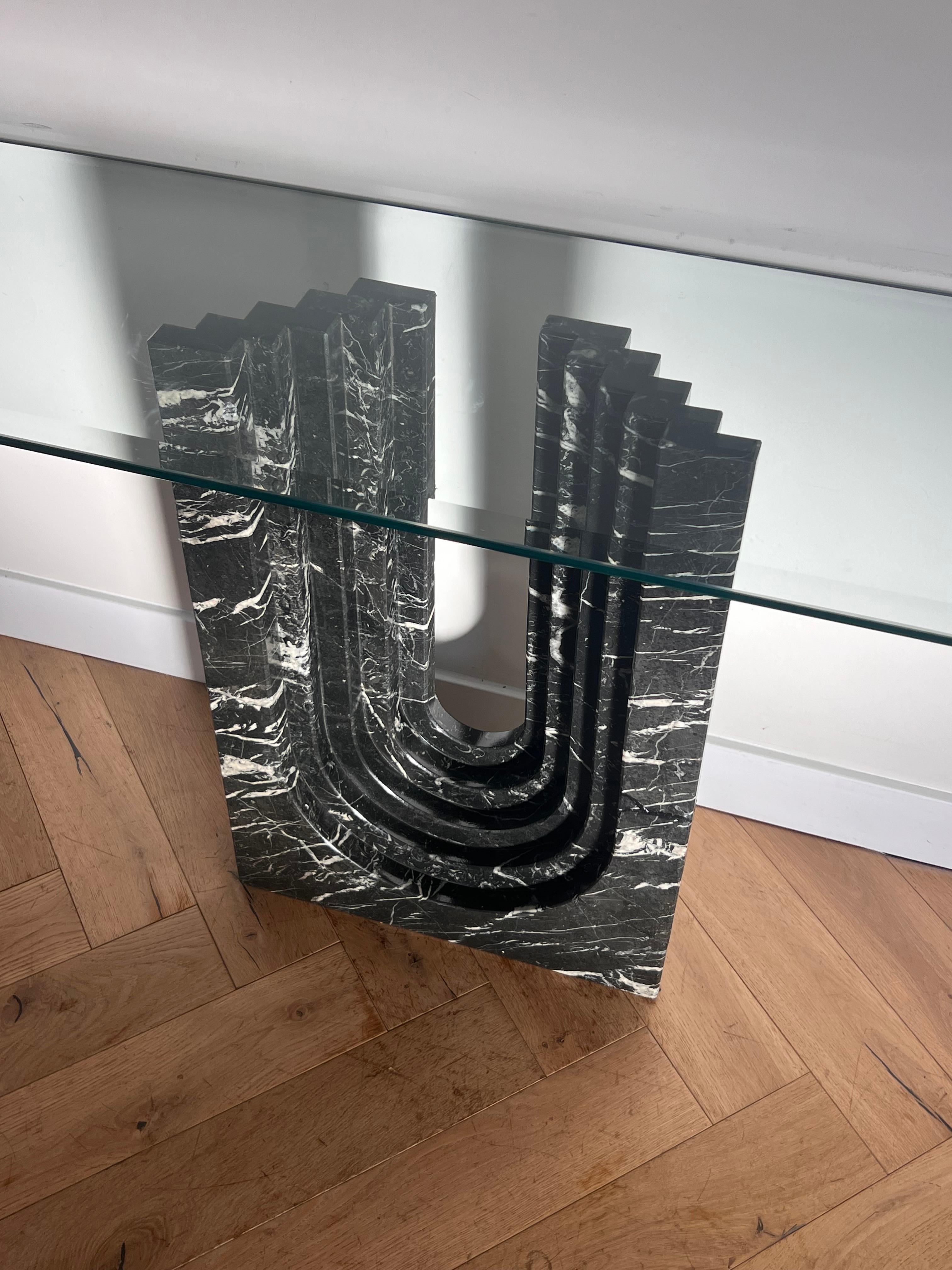 “Naxos” marble and glass console table by Cattelan Italia, 1988 12