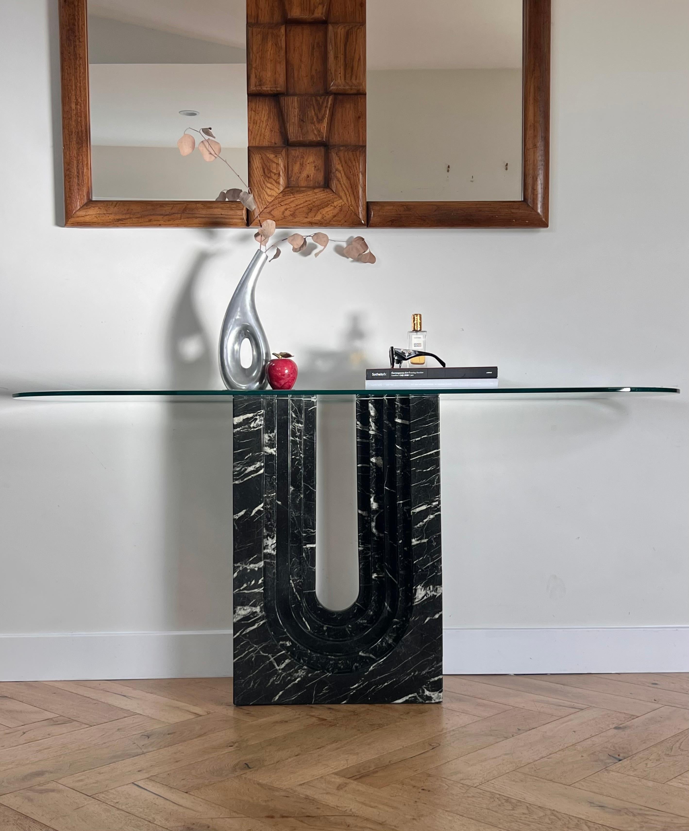 “Naxos” marble and glass console table by Cattelan Italia, 1988 13