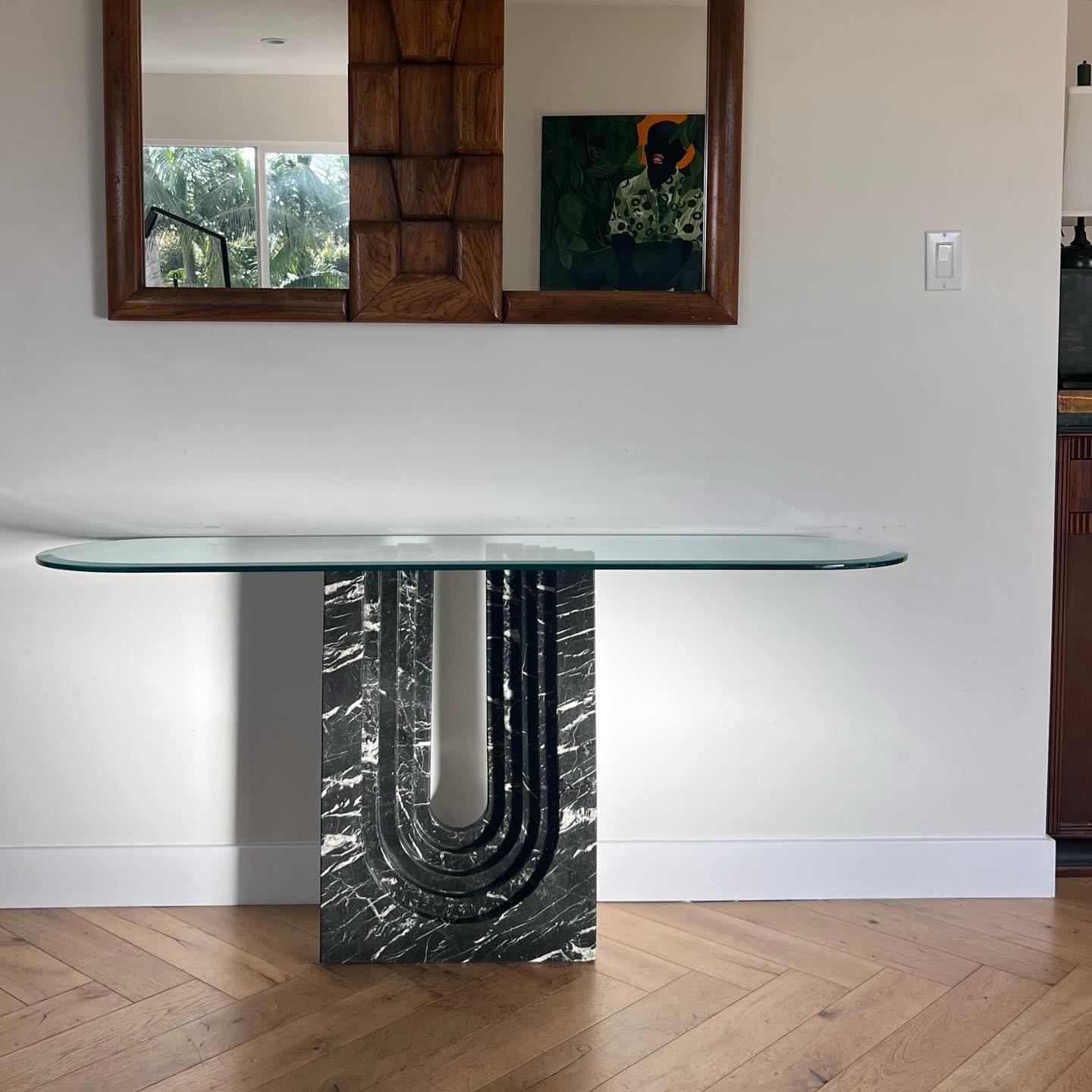 20th Century “Naxos” marble and glass console table by Cattelan Italia, 1988