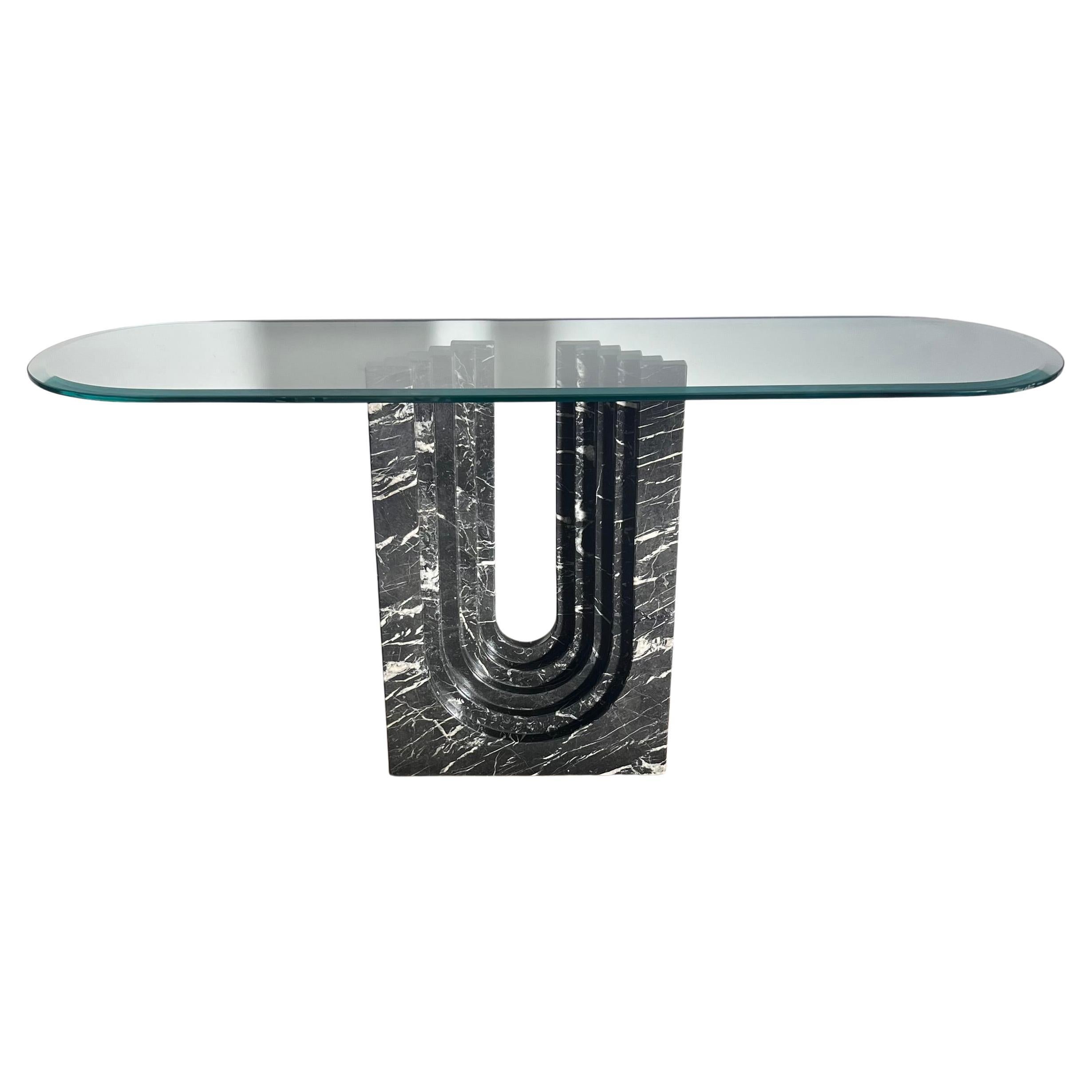 “Naxos” marble and glass console table by Cattelan Italia, 1988
