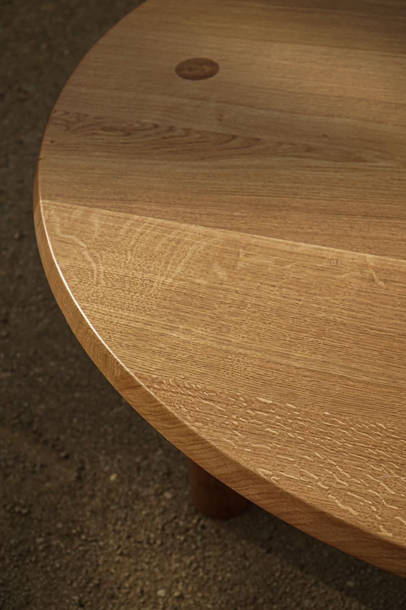Oak Nayati Round Dining Table by La Lune For Sale
