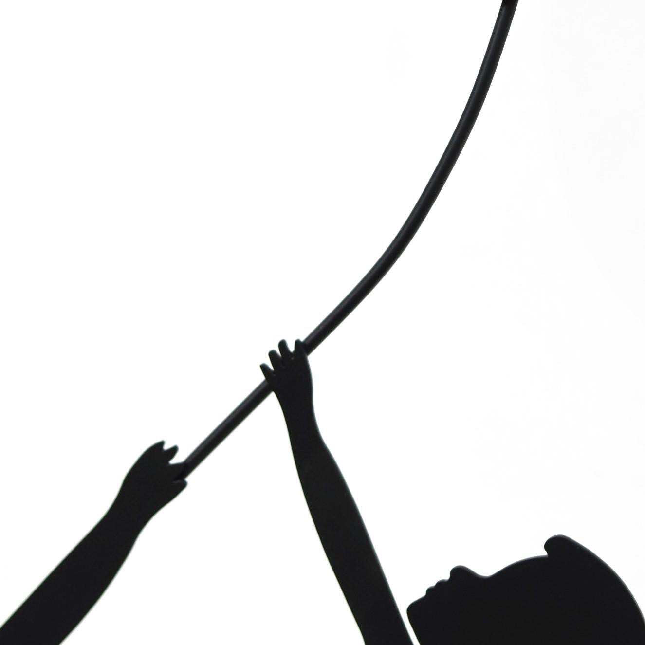 Big Dreams - Figurative Steel Sculpture with Glossy Red Balloon For Sale 2