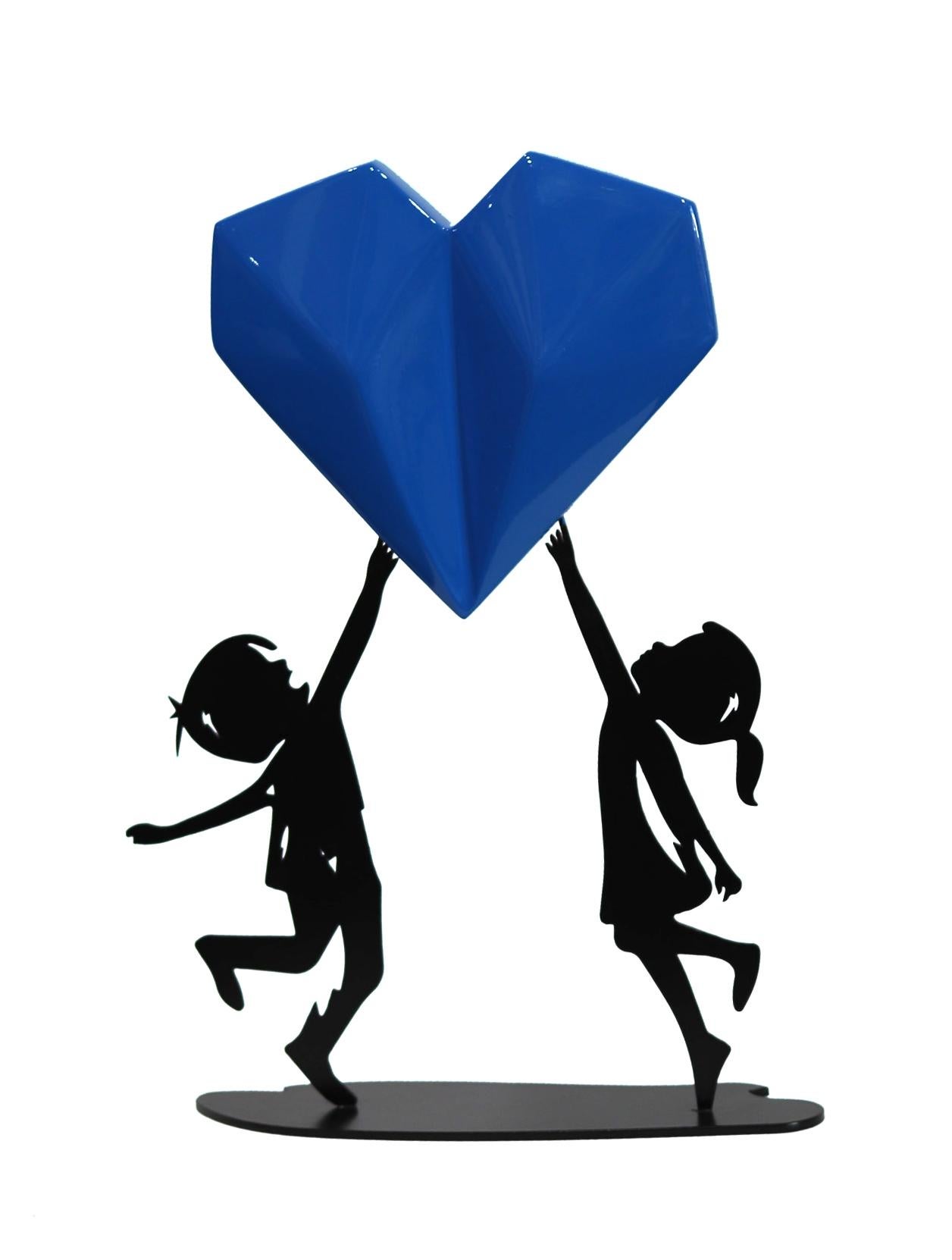 Diamond Heart (20/50) - Figurative Sculpture with Three-Dimensional Blue Heart