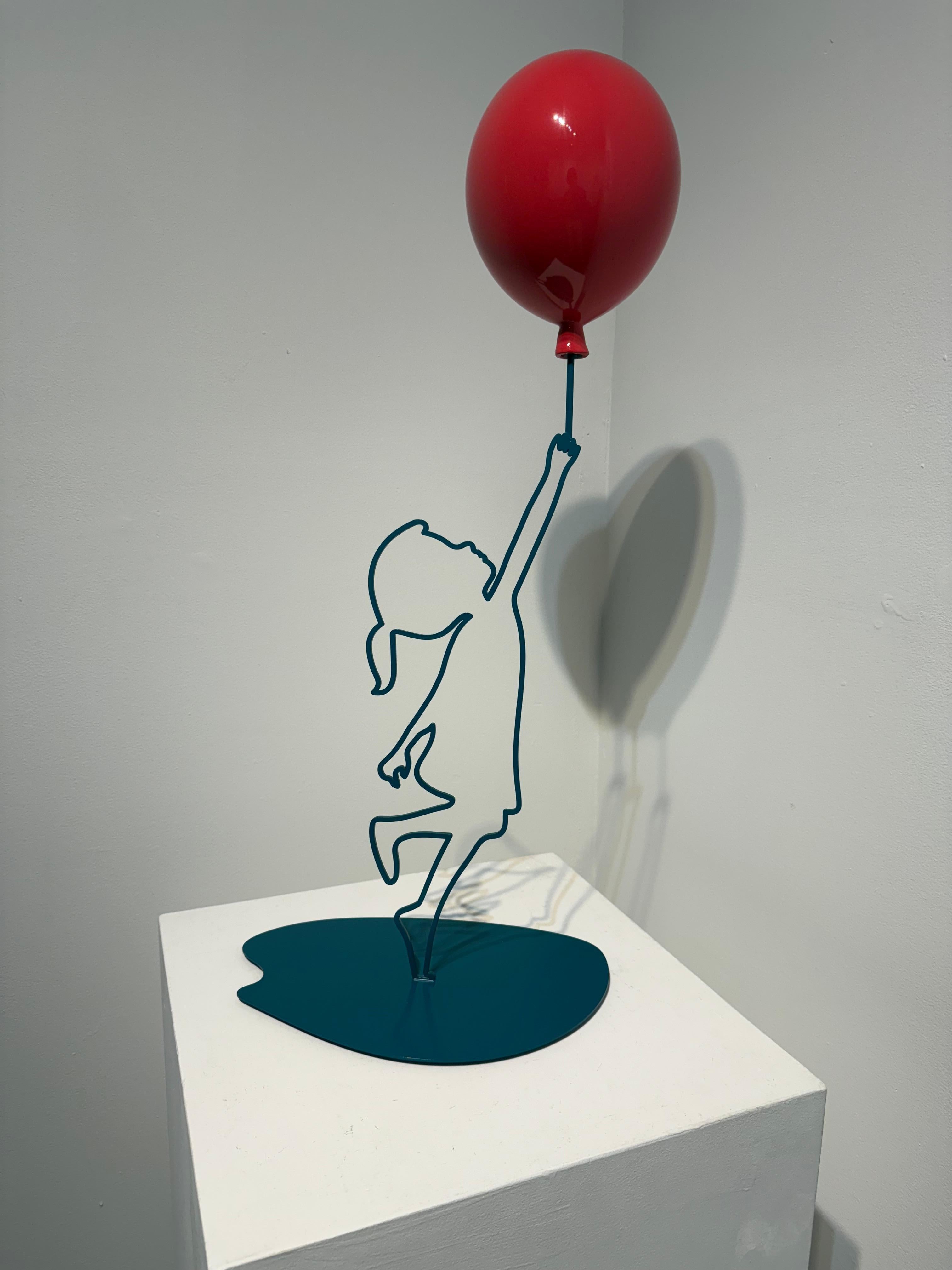Hopeful; Green and Pink - Gray Abstract Sculpture by Nayla Saroufim