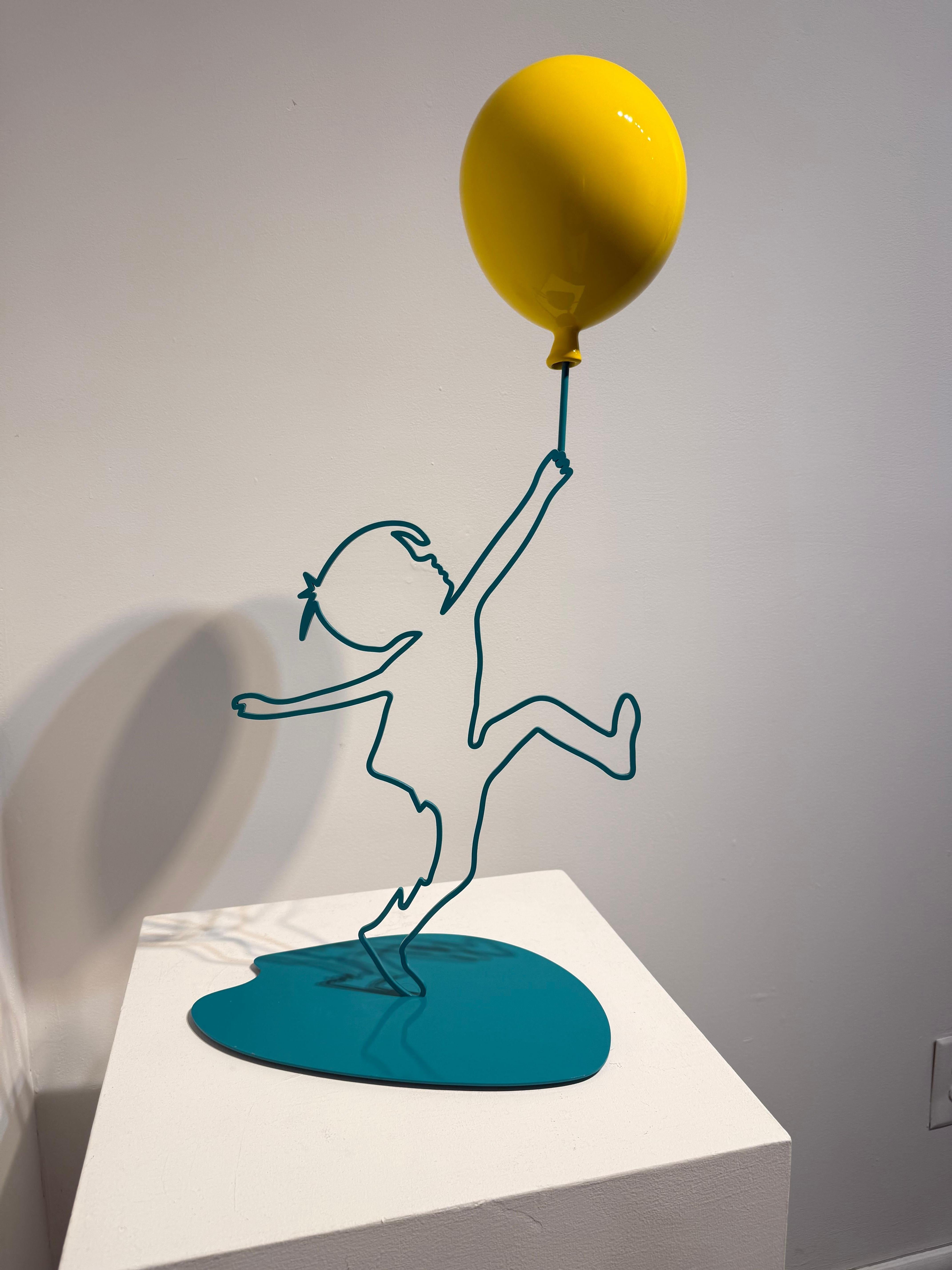 Hopeful Turquoise and Yellow - Sculpture by Nayla Saroufim