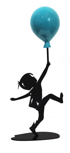 Mini Hope (24/50) -  Figurative Sculpture with Glossy Blue Balloon