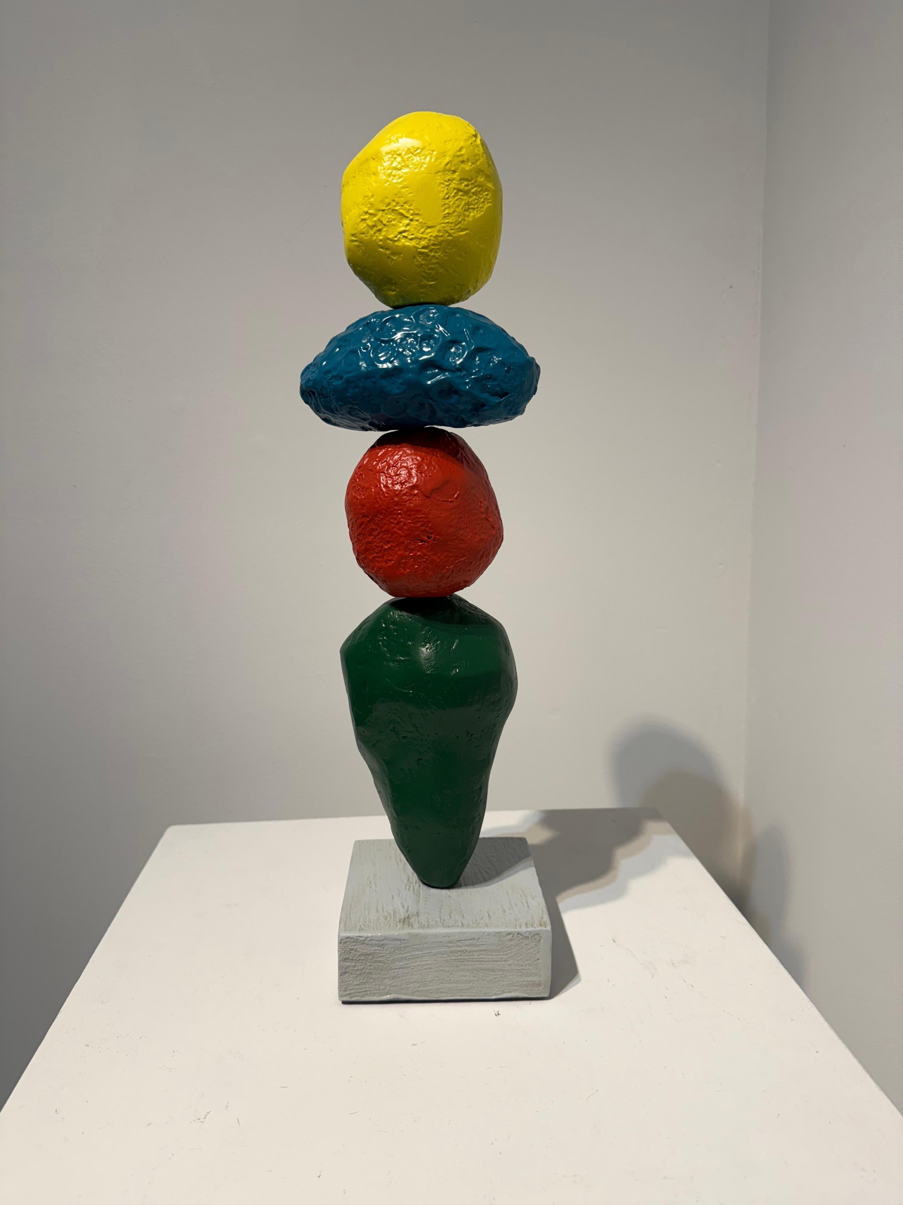 Mini Totem 1 - Beige Abstract Sculpture by Nayla Saroufim