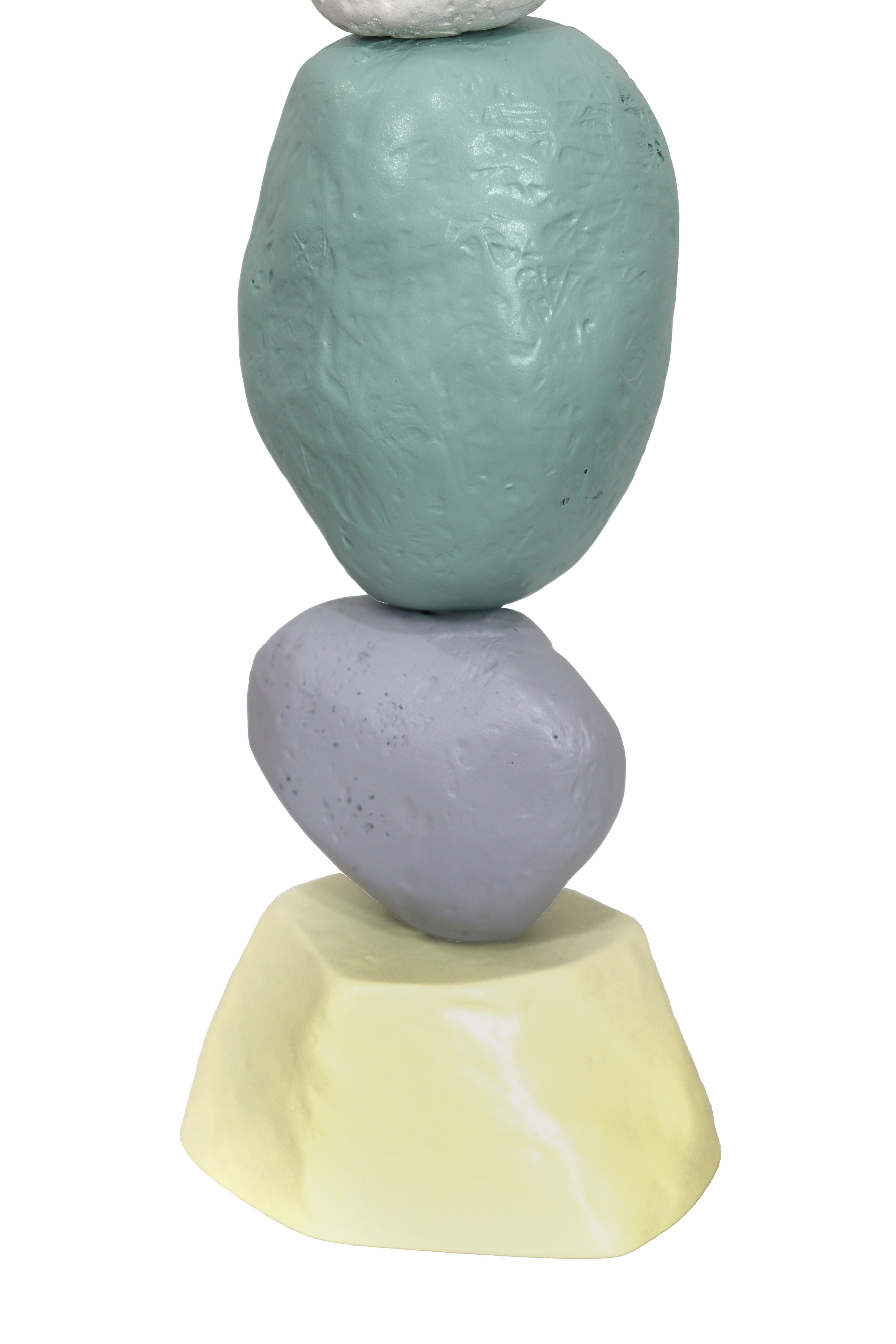Palm Springs Totem 1 - Modern Unique Muted Tone Abstract Playful Resin Sculpture For Sale 2