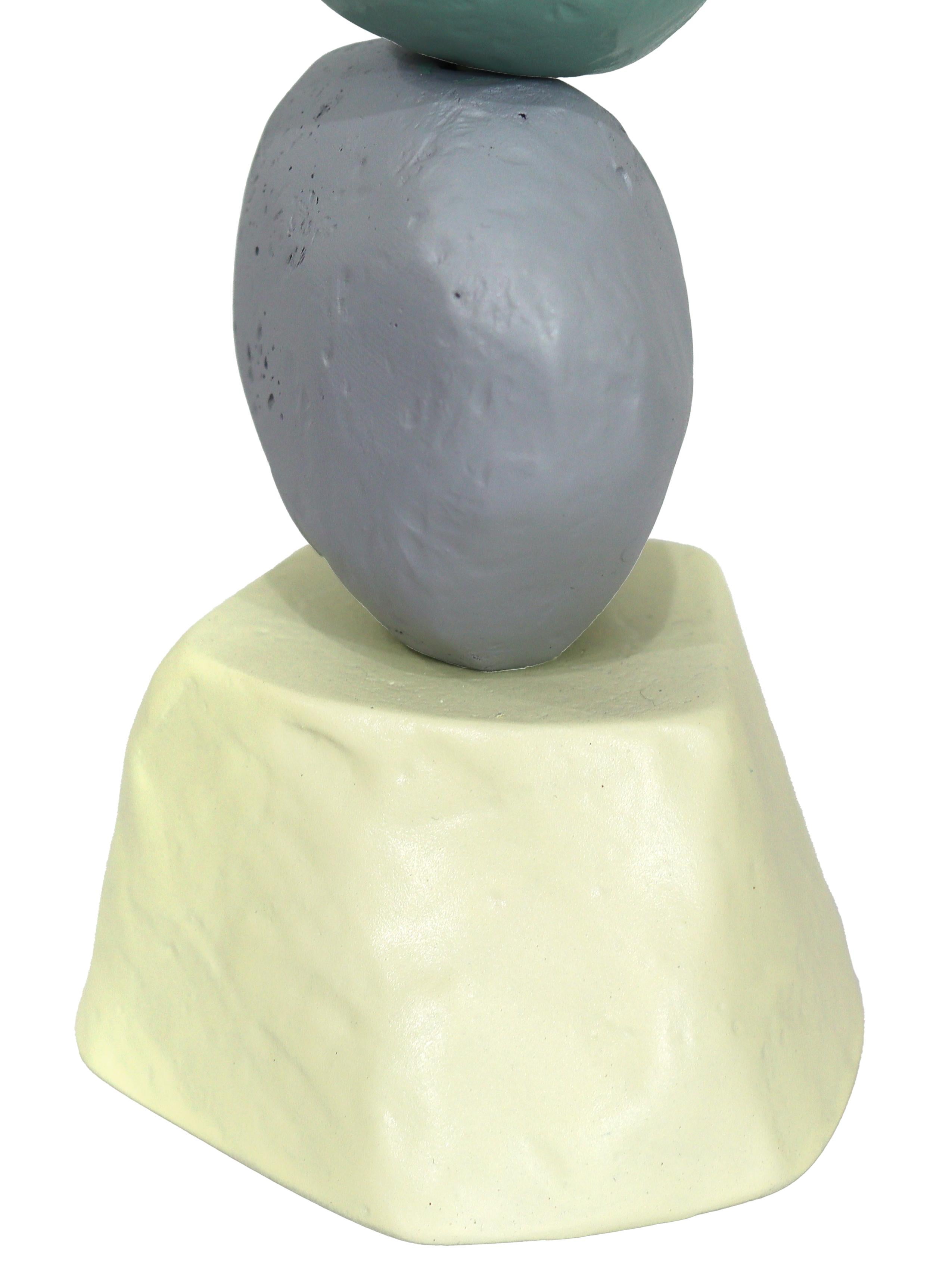 Palm Springs Totem 1 - Modern Unique Muted Tone Abstract Playful Resin Sculpture For Sale 4