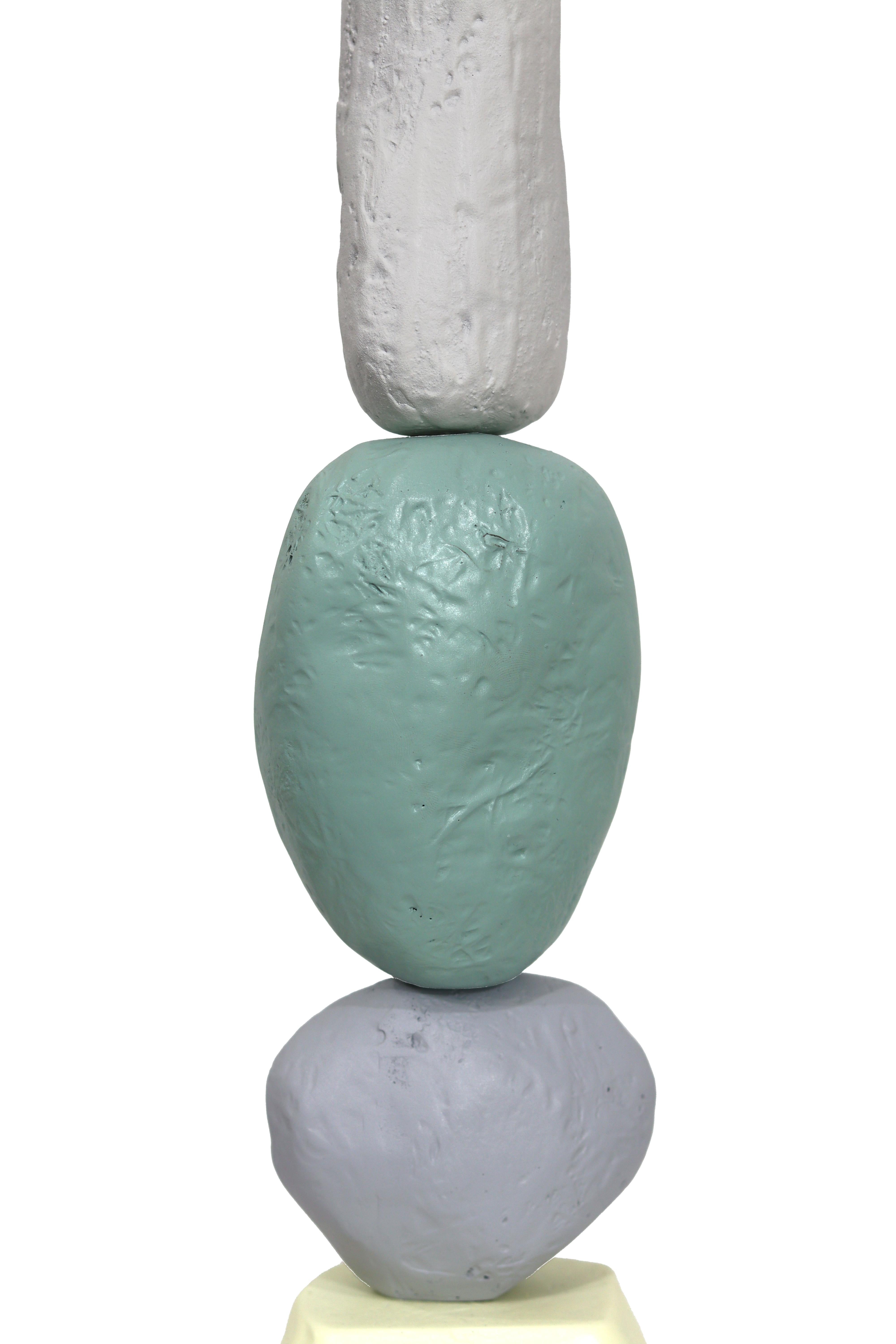 Palm Springs Totem 1 - Modern Unique Muted Tone Abstract Playful Resin Sculpture For Sale 5