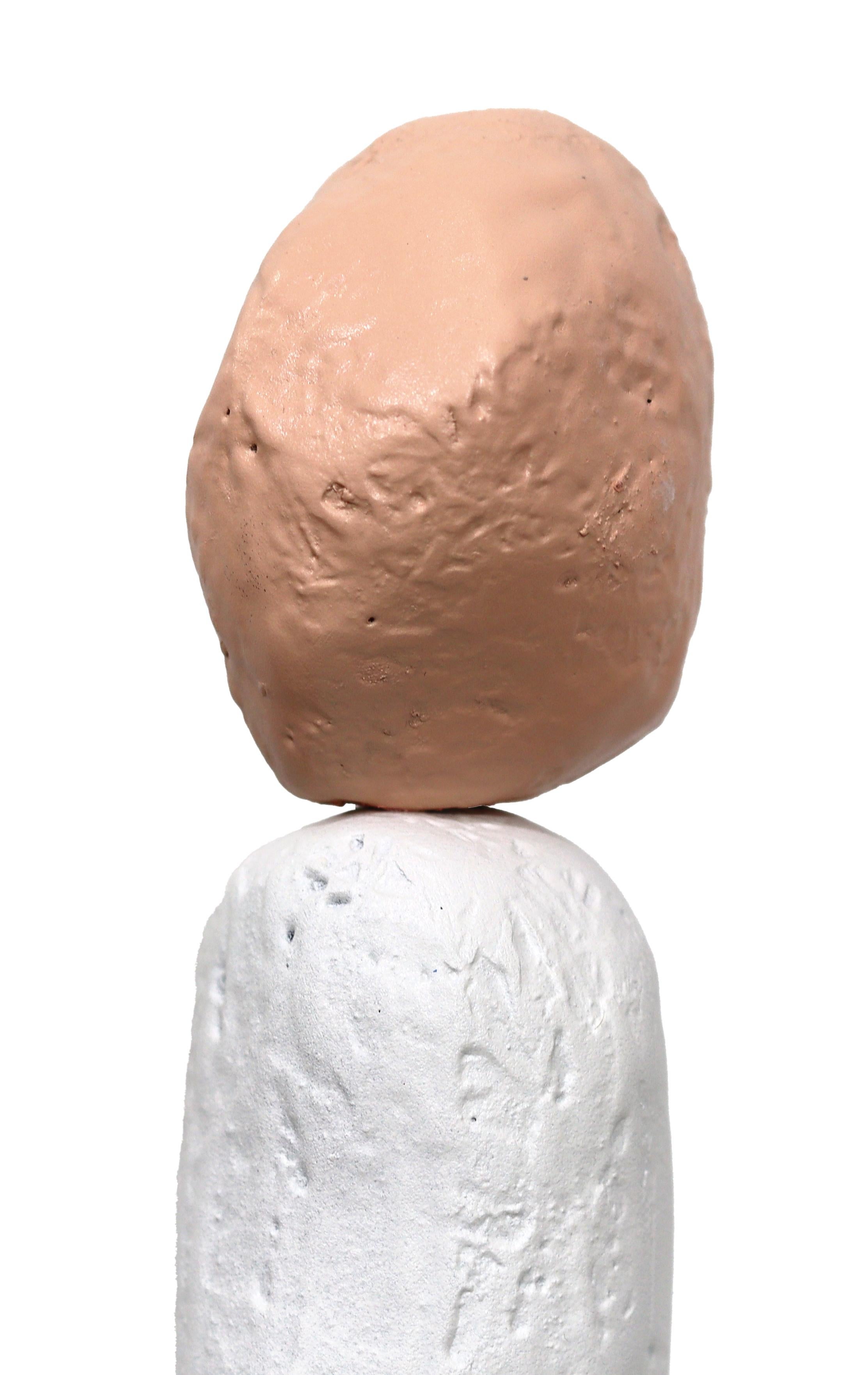 Palm Springs Totem 1 - Modern Unique Muted Tone Abstract Playful Resin Sculpture For Sale 6