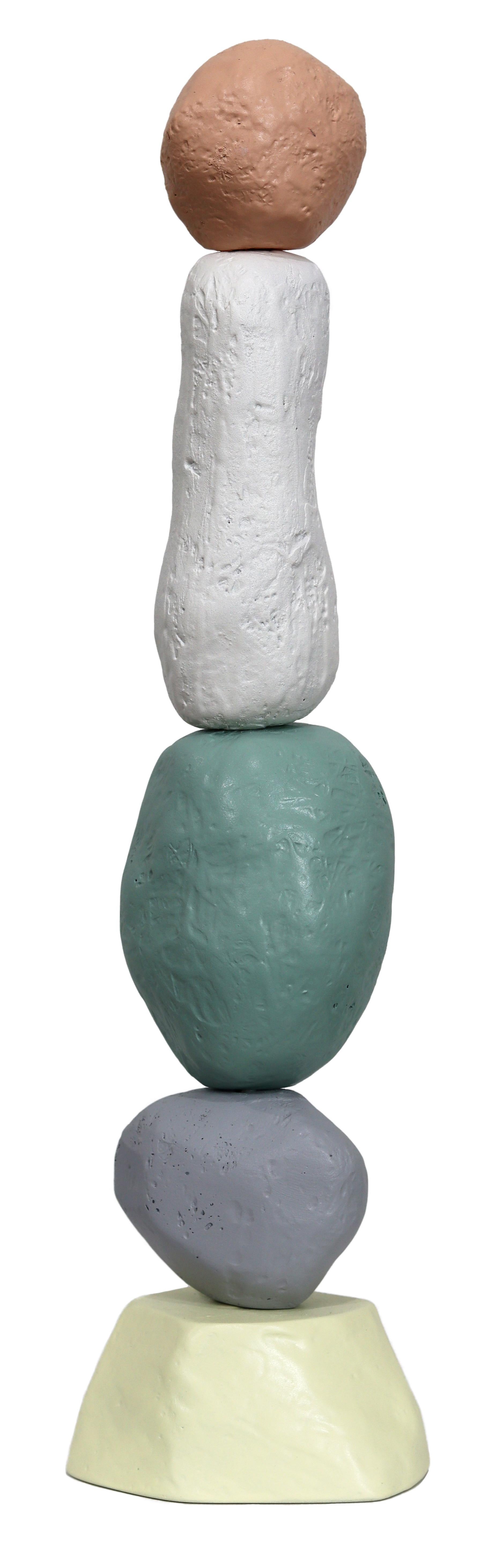 Palm Springs Totem 1 - Modern Unique Muted Tone Abstract Playful Resin Sculpture