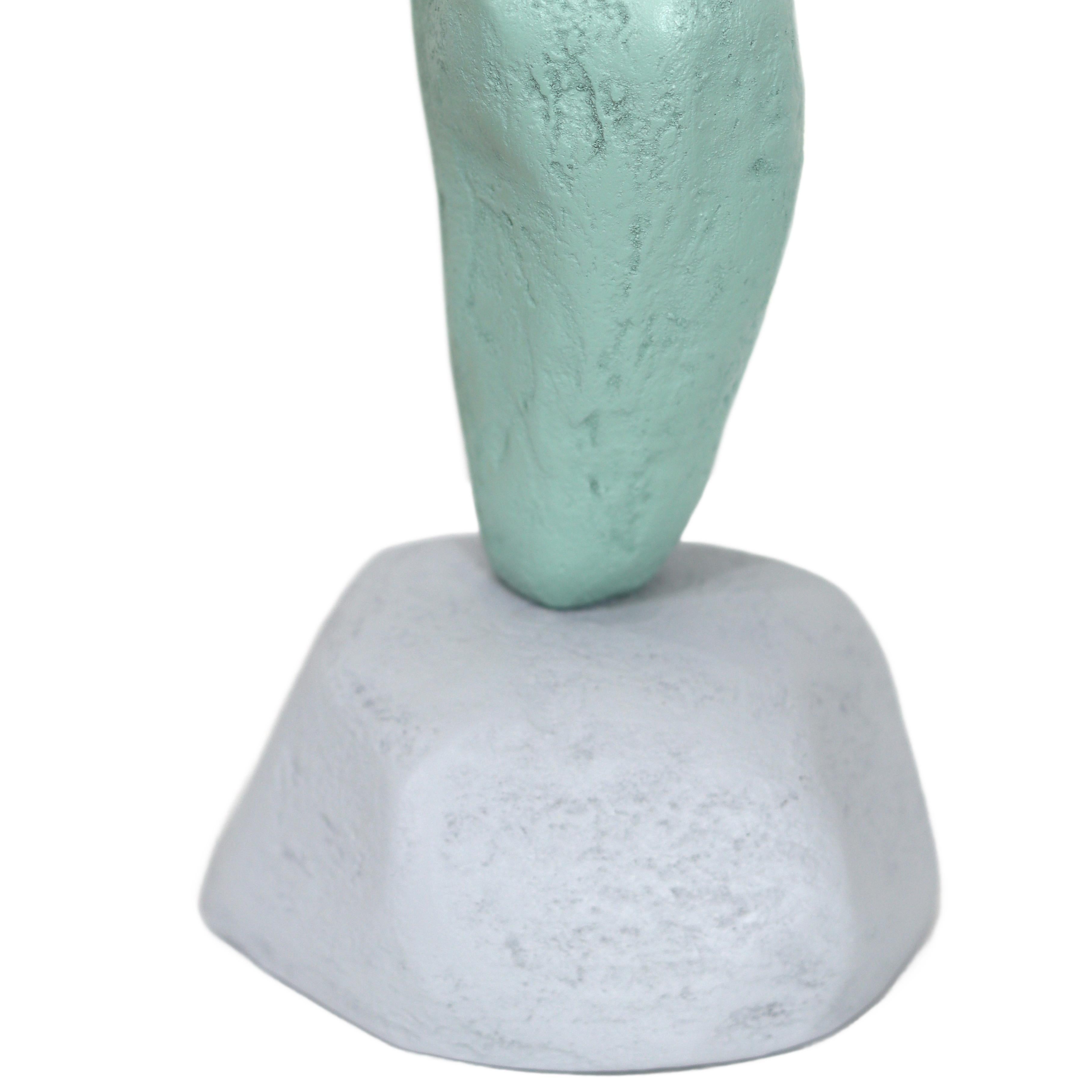 Palm Springs Totem 2 - Modern Unique Muted Tone Abstract Playful Resin Sculpture For Sale 4