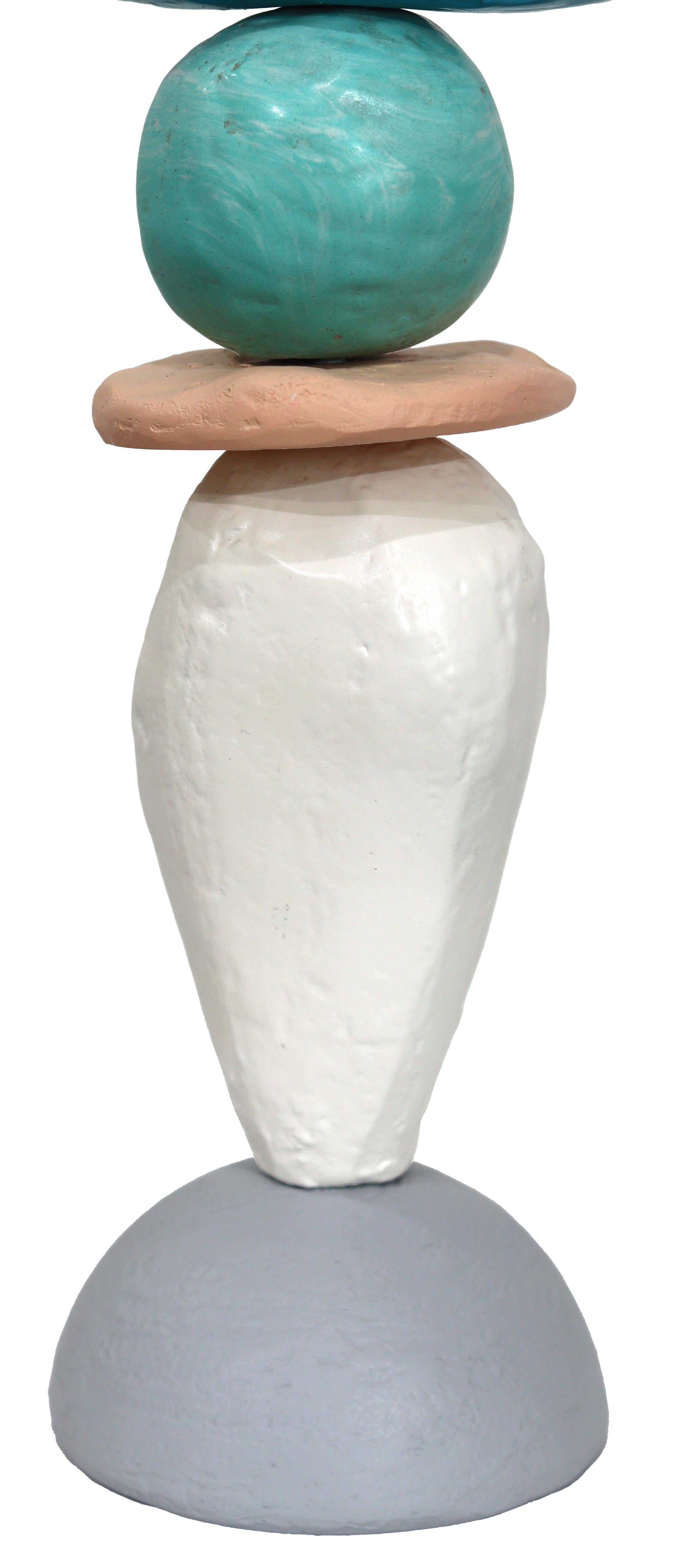 Palm Springs Totem 3 - Modern Unique Muted Tone Abstract Playful Resin Sculpture For Sale 4