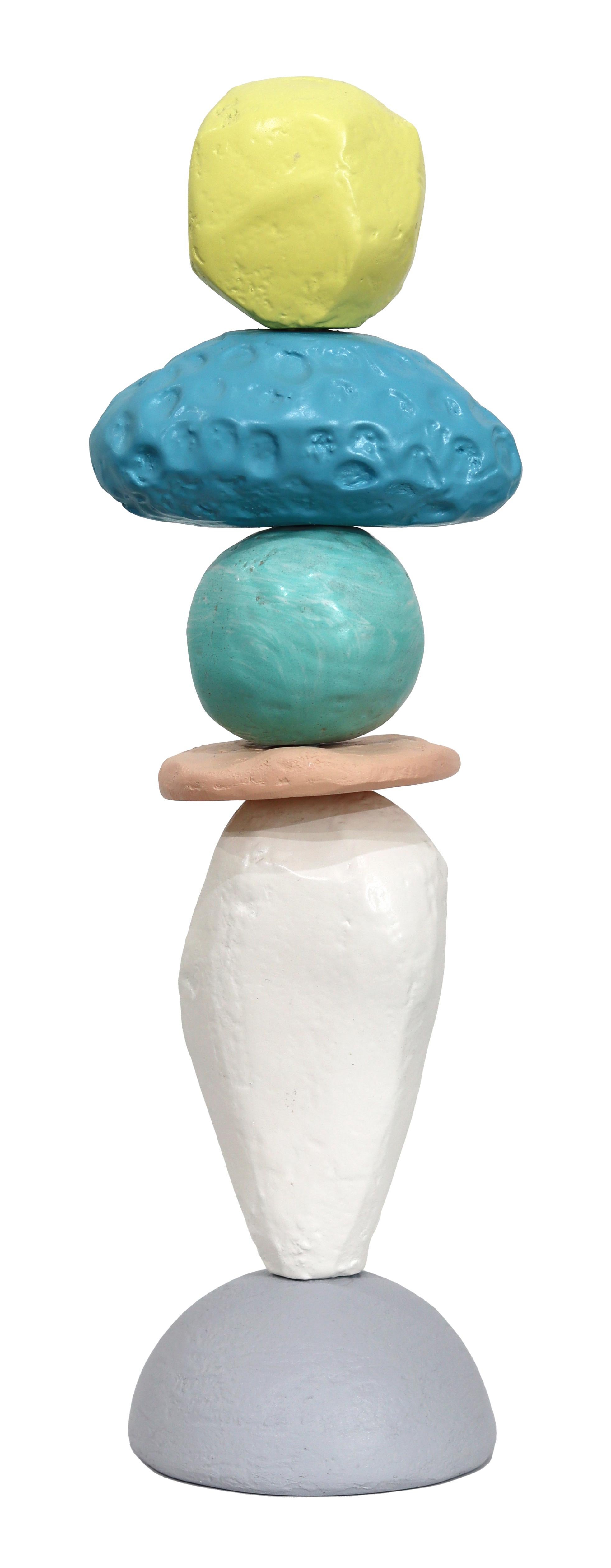 Palm Springs Totem 3 - Modern Unique Muted Tone Abstract Playful Resin Sculpture - Mixed Media Art by Nayla Saroufim
