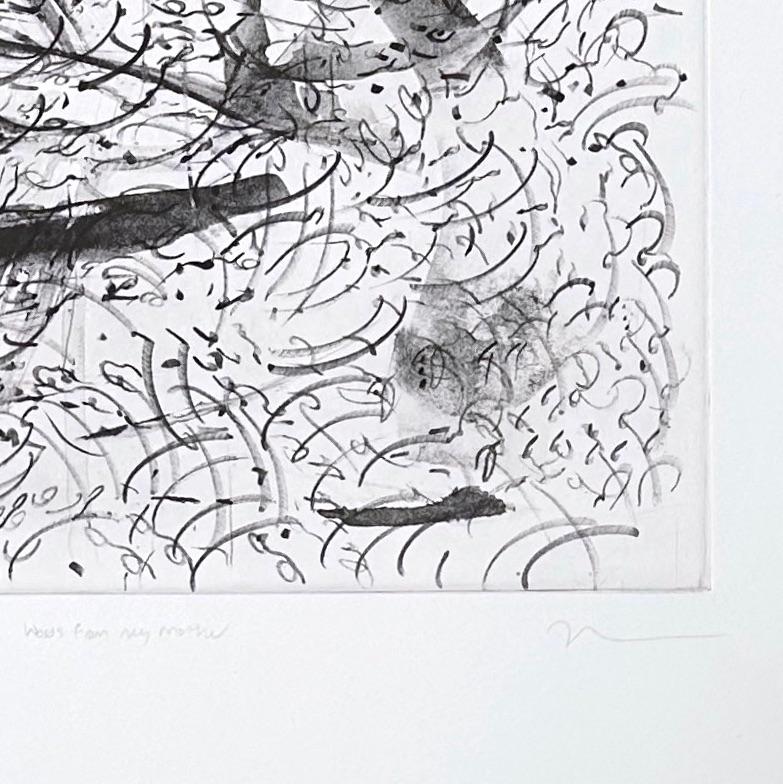 Calligrafia persiana astratta in edizione limitata, stampa a inchiostro su fotoincisione, bianco/nero - Abstract Photograph Grigio di Nazanin Moghbeli