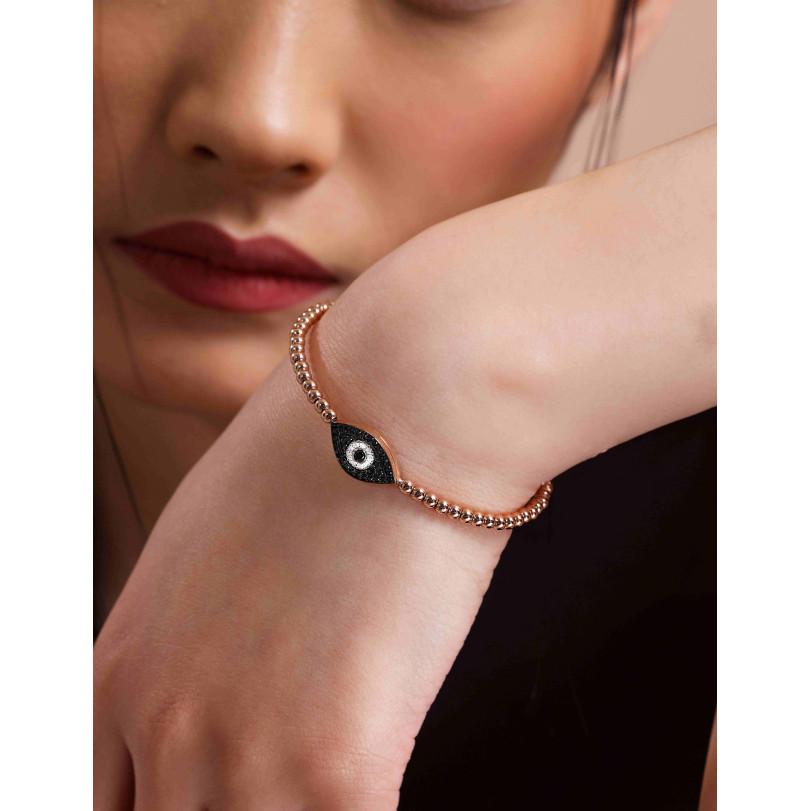 Moderne Bracelet jonc Evil Eye avec diamants 0,43 carat en vente